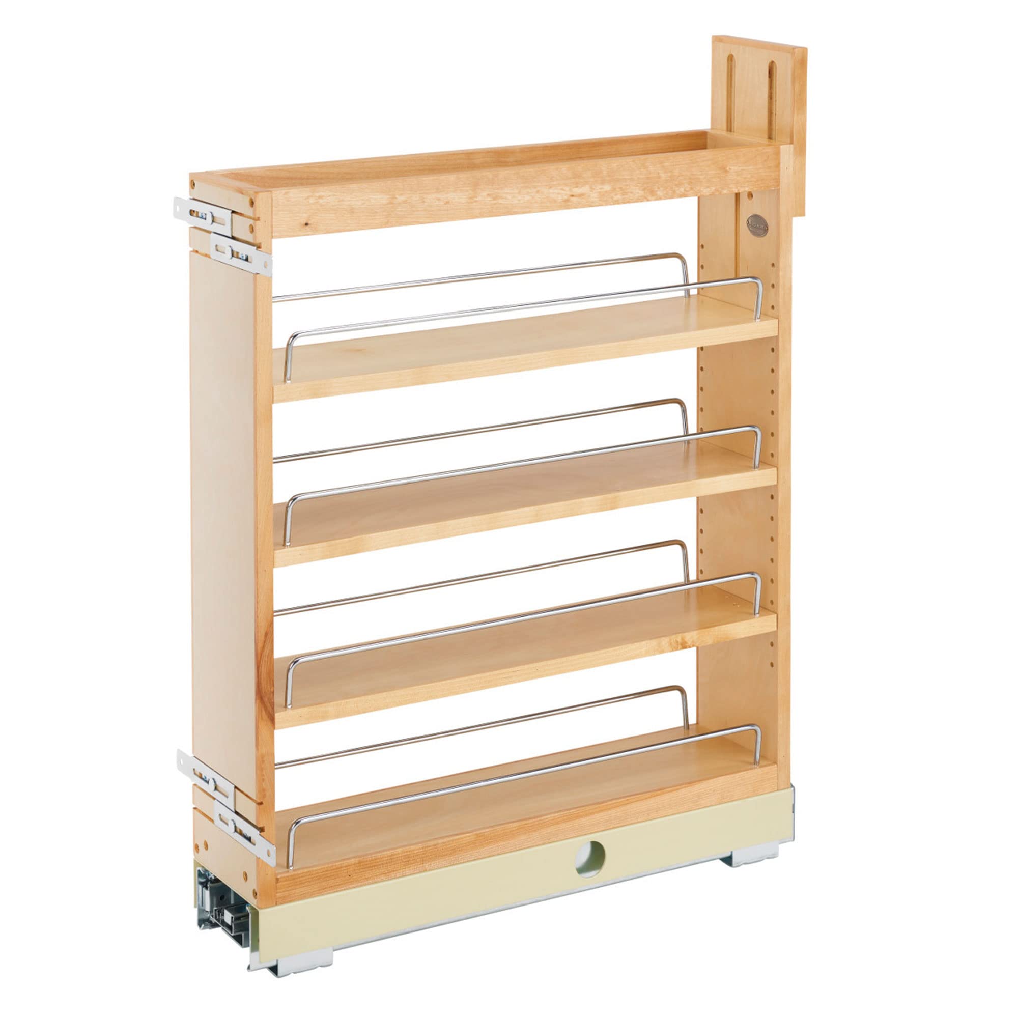 Rev-A-Shelf 5-Inch Pull-Out Cabinet Organizer - Soft Close Wooden Spice & Medicine Rack for Kitchen and Bathroom Base Cabinets (Model 448-BCBBSC-5C) - Perfect for Pantry Storage and Bathroom Organization