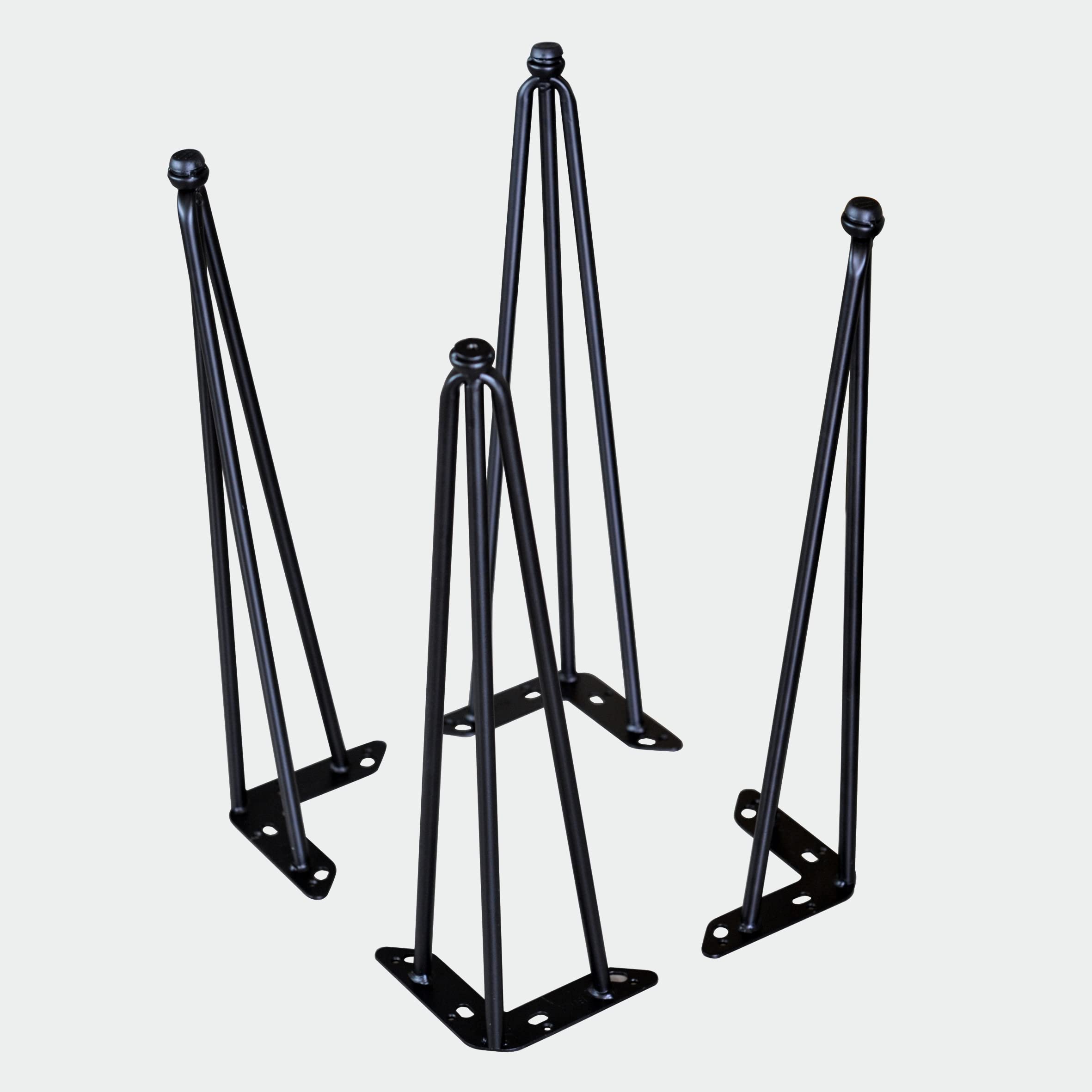 30 Inch Black Wrought Iron Metal Table Legs - Industrial Strength Hairpin Legs for Coffee, Computer & Dining Tables (Set of 4 with Screws) | Modern Console & Side Table Supports for Home & Office