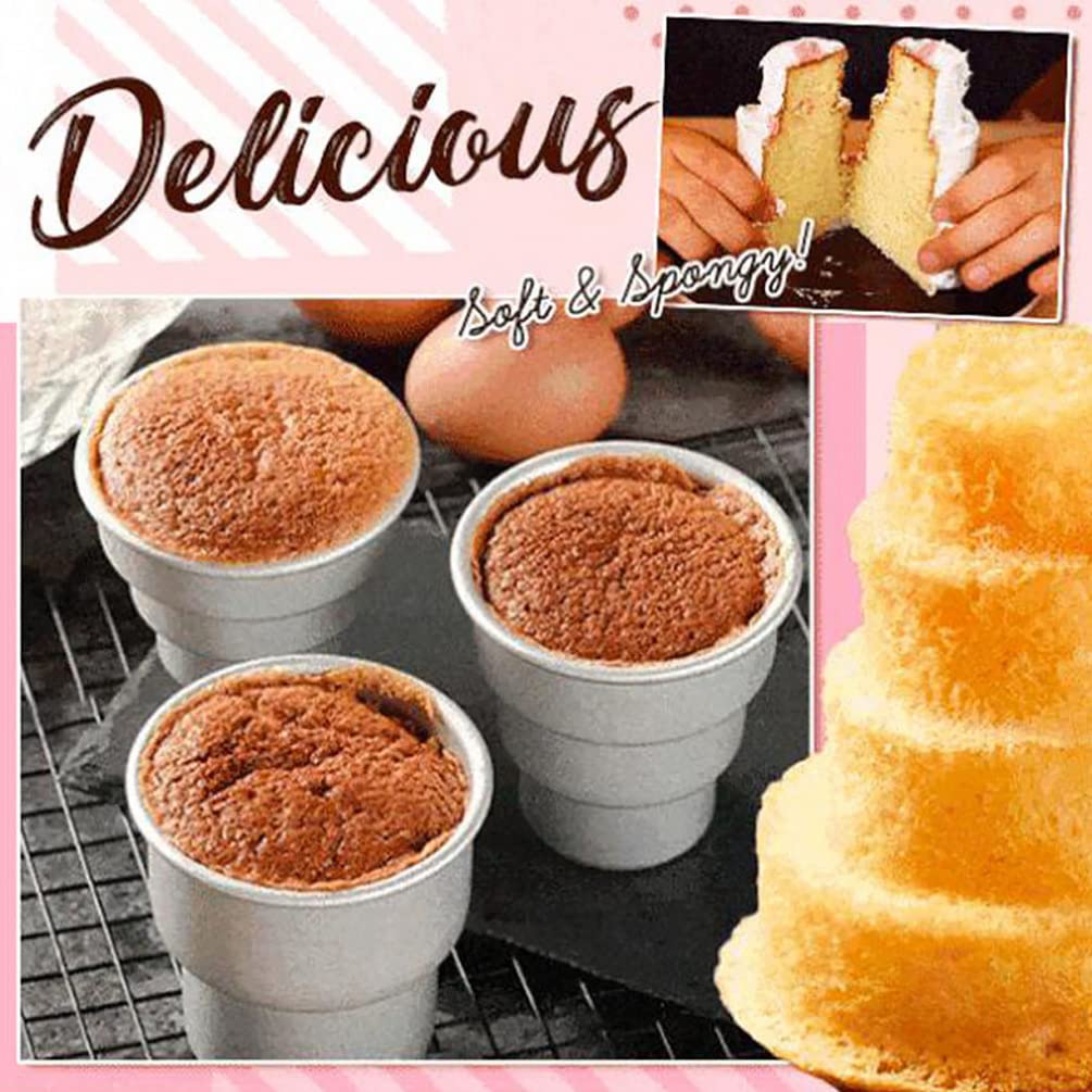 4-Piece Chocolate Silicone Mold Set for 3-Tier Cakes, Cupcakes, Puddings & DIY Desserts - Reusable Baking Supplies for Home Kitchen & Party Decorations