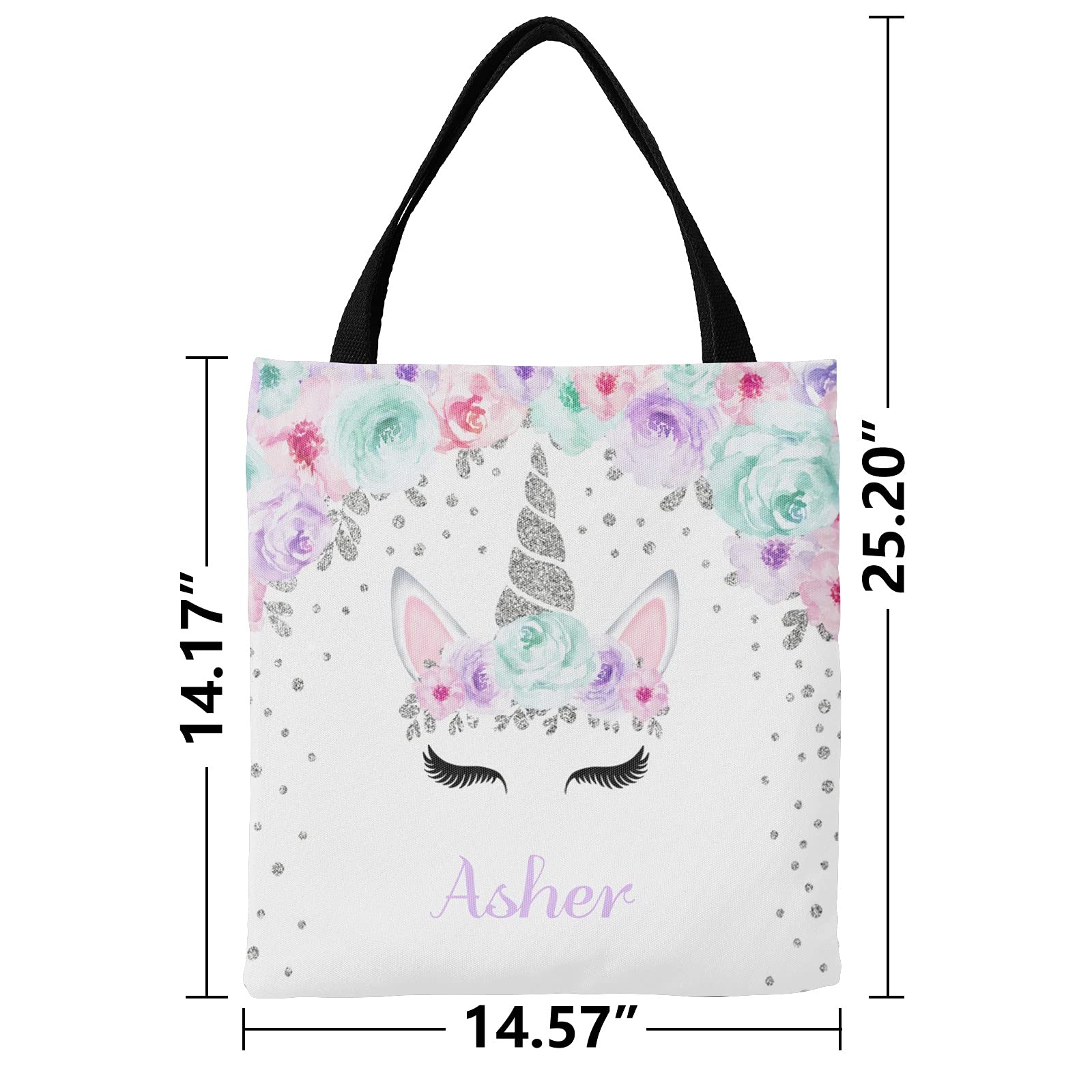 Personalized Deer Floral Pink Canvas Tote Bag for Women & Kids - Eco-Friendly Reusable Shopping Bag, Travel Tote, School Handbag - Perfect Gift for Birthday, Mother's Day & Daily Use