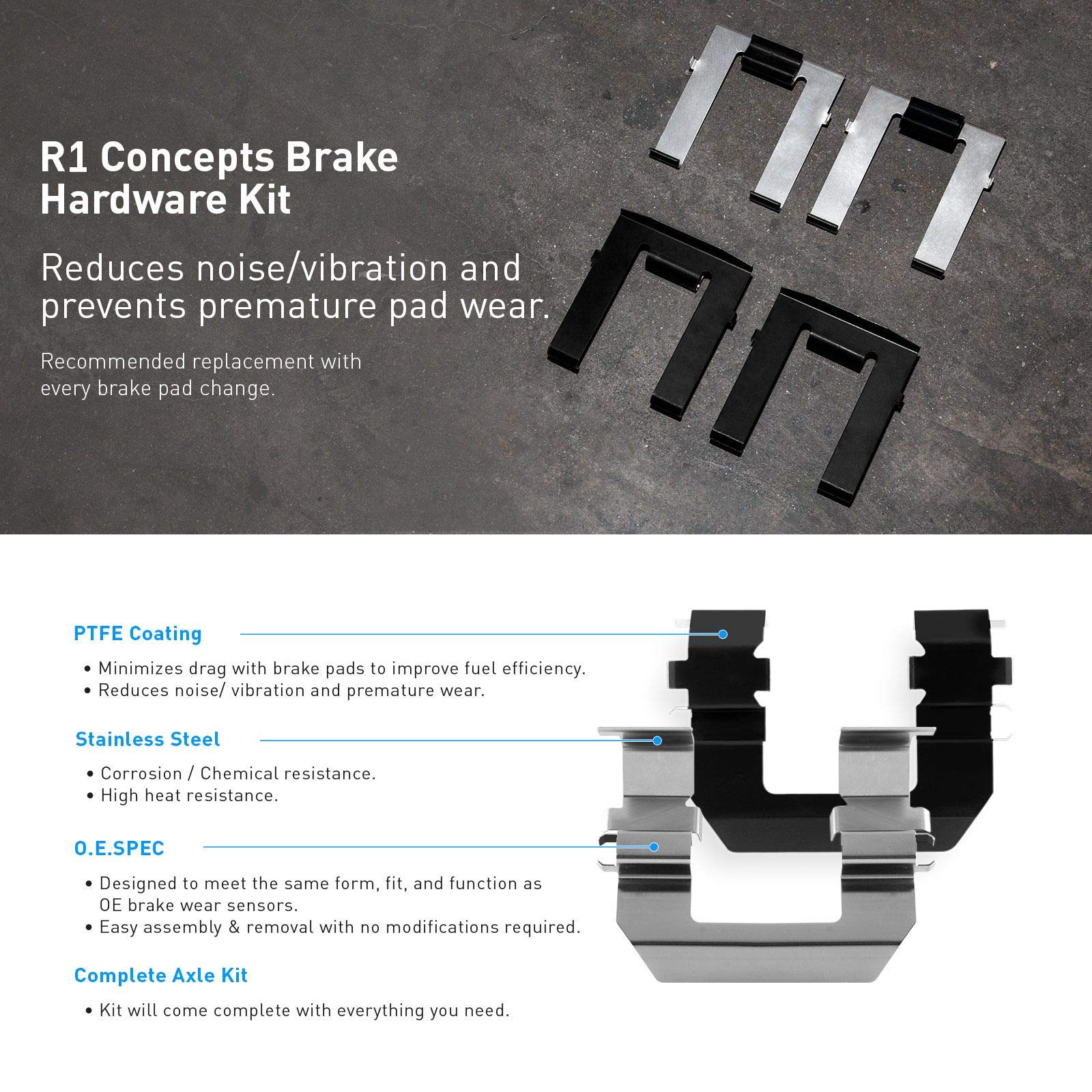 R1 Concepts Premium Front & Rear Brake Kit - Ceramic Brake Pads & Rotors with Hardware Kit (CEC.62083.02) | High-Performance Braking System for Cars, Trucks & SUVs | Smooth Stops & Enhanced Safety for Daily Commute & Highway Driving