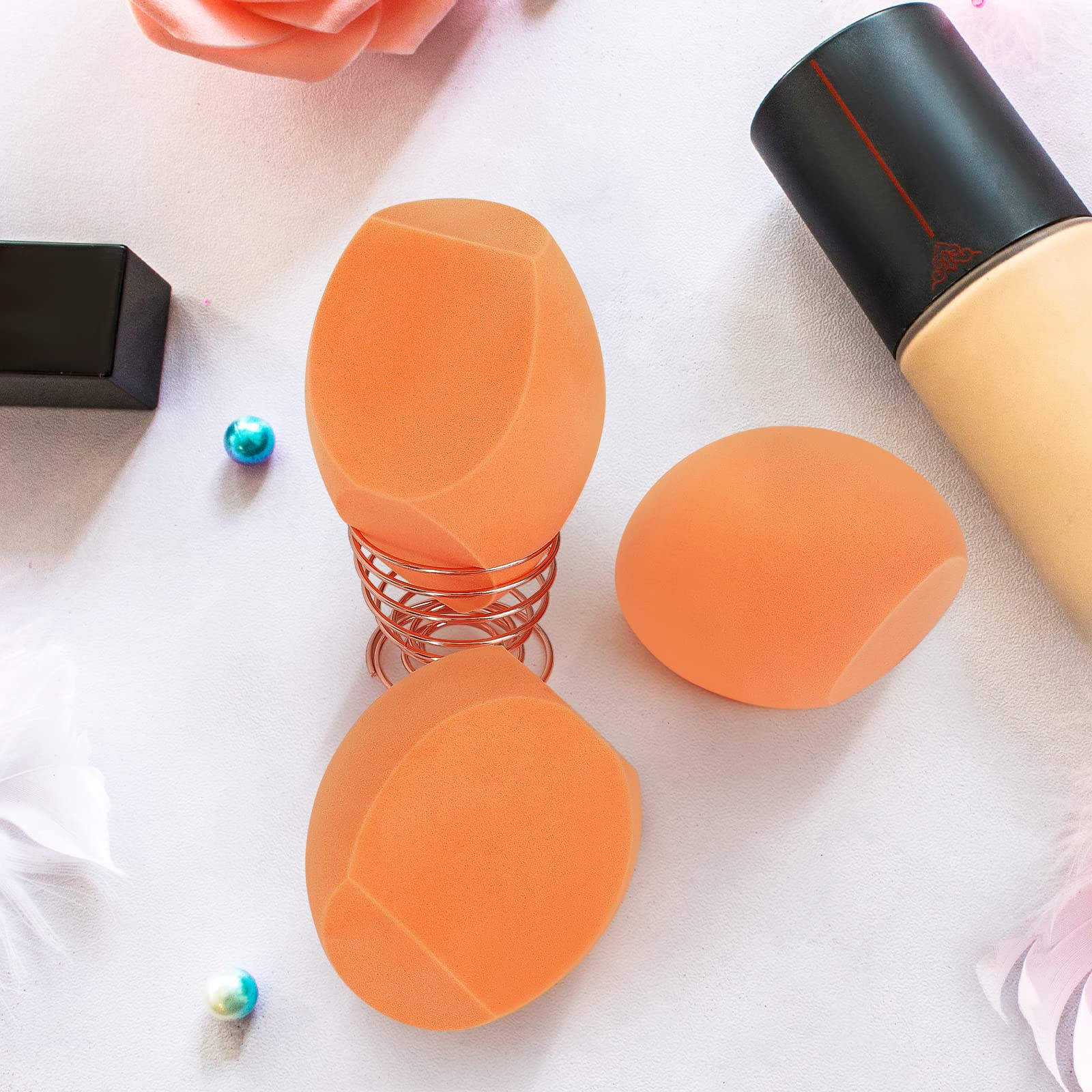 Extra Large Makeup Beauty Sponge Blender (10cm) with Holder - for Dry & Wet Use - Foundation, Blush & Powder Application - Perfect for Face & Body Makeup - Great for Professional Artists & Home Beauty Routines