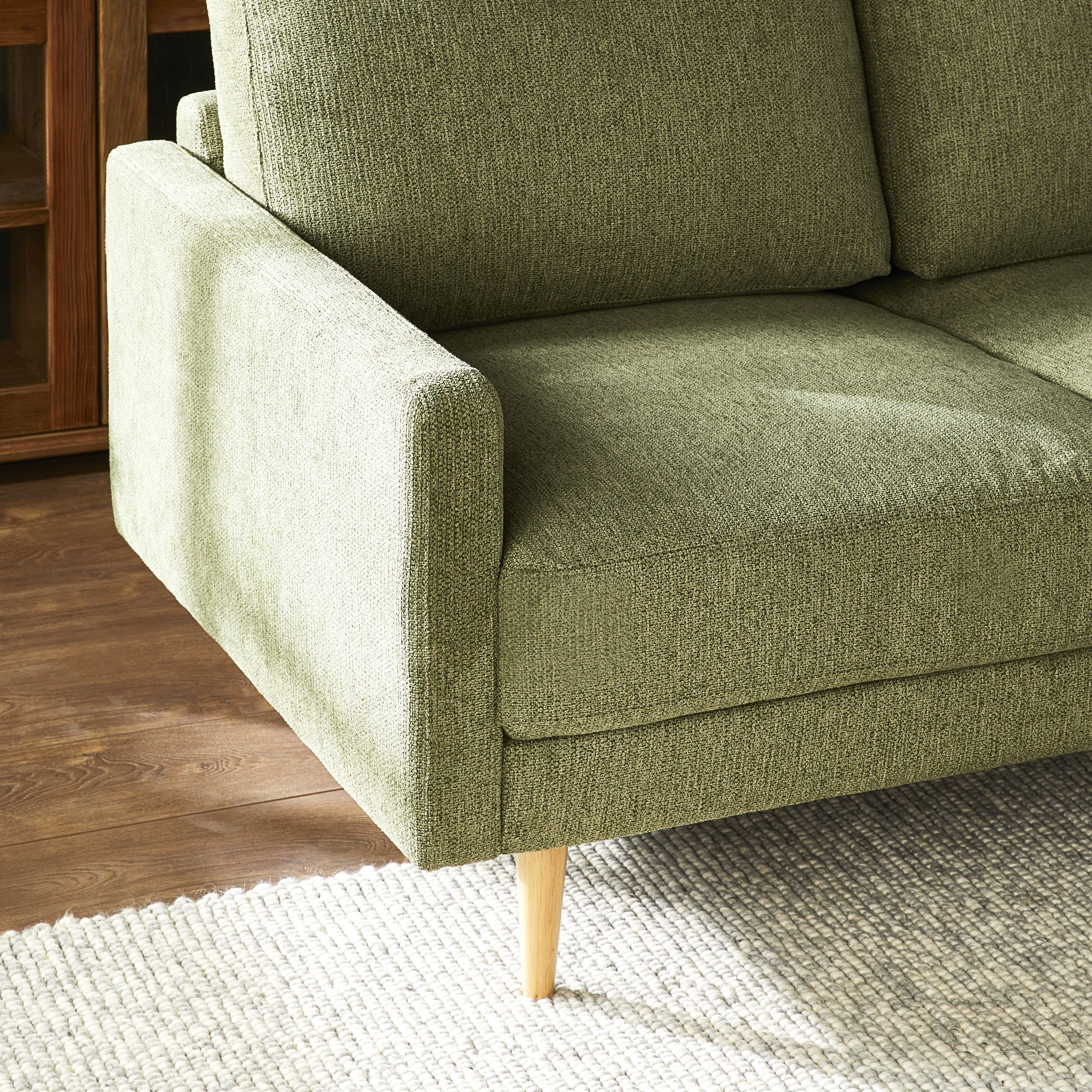 Boden 2-Seater Sofa - Sorrento Olive Green Fabric Couch for Living Room, Small Space & Apartment | Modern Compact Loveseat for Lounge, Office & Guest Room