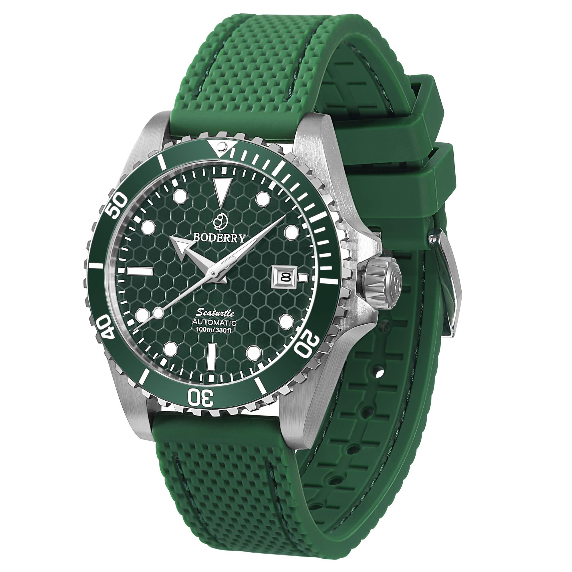 BODERRY Men's Automatic Dive Watch - Japanese Movement, Titanium Case, Sapphire Crystal, 100M Waterproof, Swiss Super Luminova, Screw Down Crown - Perfect for Scuba Diving, Swimming & Outdoor Adventures