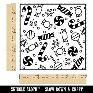 Christmas Candy Canes & Snowflakes Rubber Stamp for DIY Crafts - 1.75 Inch Medium Size - Perfect for Holiday Cards, Gift Wrapping, and Scrapbooking