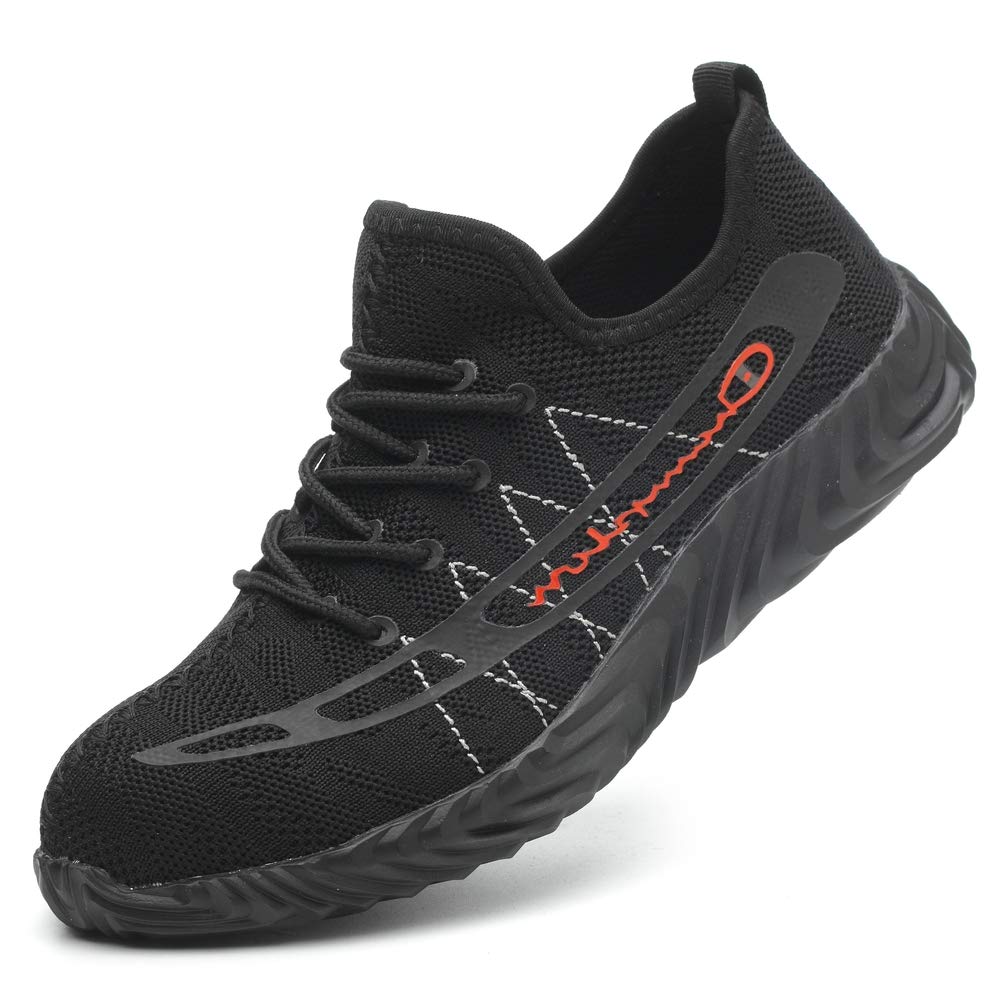 KINOW Steel Toe Safety Work Shoes for Men & Women - Slip Resistant Lightweight Industrial Construction Sneakers | Outdoor Work, Warehouse, Construction Site Safety Footwear