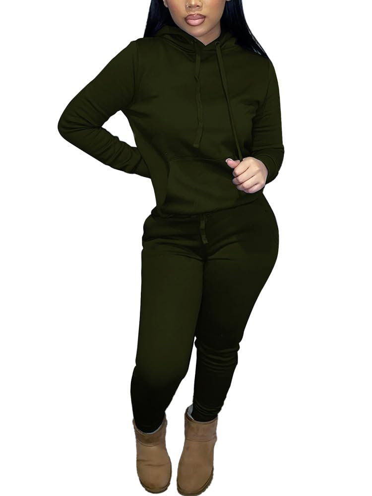 Women's Casual Two Piece Sweatsuits Set - Long Sleeve Hoodie & Joggers Tracksuit for Lounge, Workout, and Everyday Wear