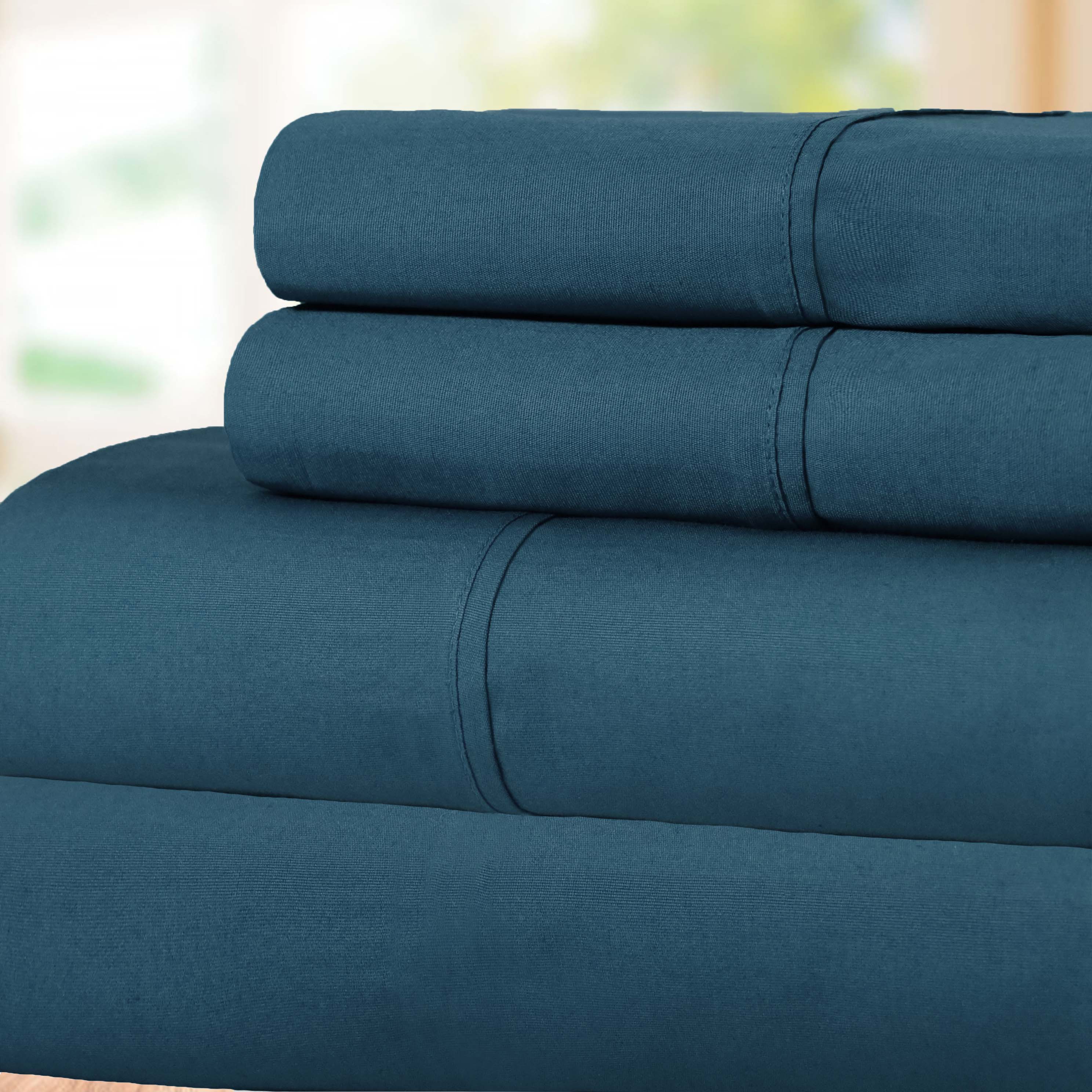 300 Thread Count Cotton Percale Solid Deep Pocket Bed Sheet Set - Queen Size, Soft & Breathable for Comfortable Sleep - Perfect for Master Bedroom, Guest Room & Vacation Homes
