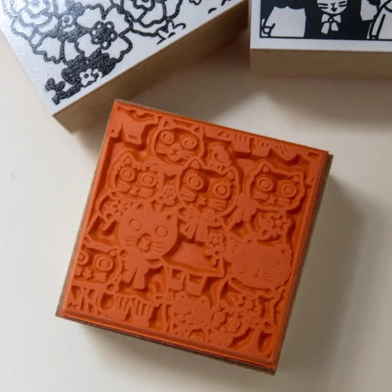 Yumi Kitagishi Handmade Cat Rubber Stamp Set - Kawaii Japanese Stamps for Scrapbooking, Card Making & DIY Crafts - Cute Feline Themed Stationery for Artists & Journaling Enthusiasts