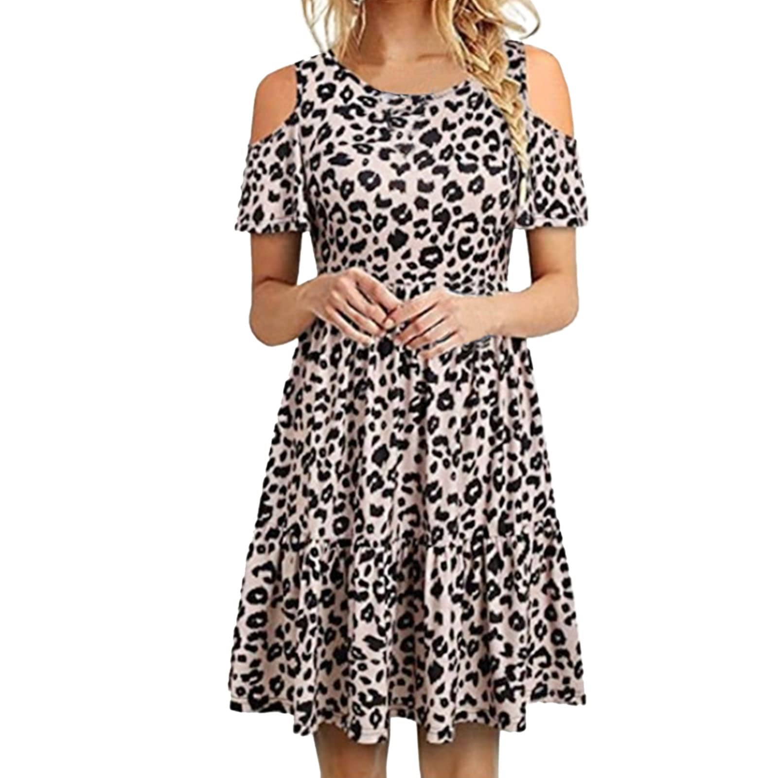 Women's Summer Casual Loose Dress - Flowy T-Shirt Style Beach Skirt with Short Sleeve & Off Shoulder Design - Perfect for Beach Vacations, Pool Parties and Summer Outings