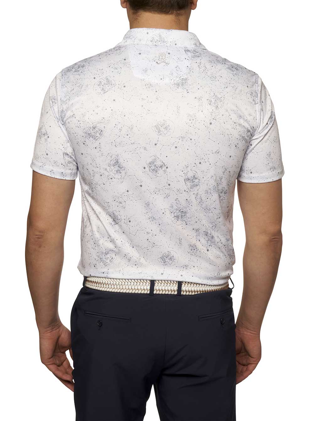 Robert Graham Men's Constellation Performance Polo Shirt - Classic Fit, Breathable Fabric, White - Perfect for Golf, Business Casual & Summer Outings