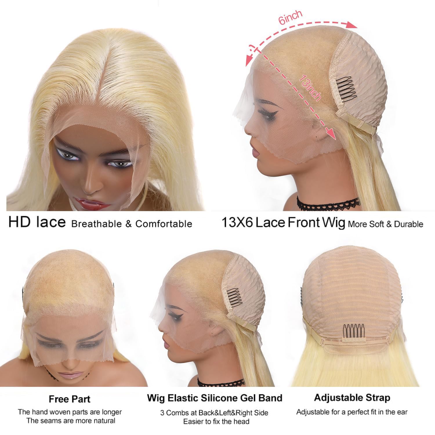 Alididi 30 Inch 613 Blonde Lace Front Wig - 13x6 Human Hair Wig 200 Density, Pre Plucked with Baby Hair - Natural Straight Lace Frontal Wig for Women - Perfect for Cosplay, Daily Wear & Special Occasions