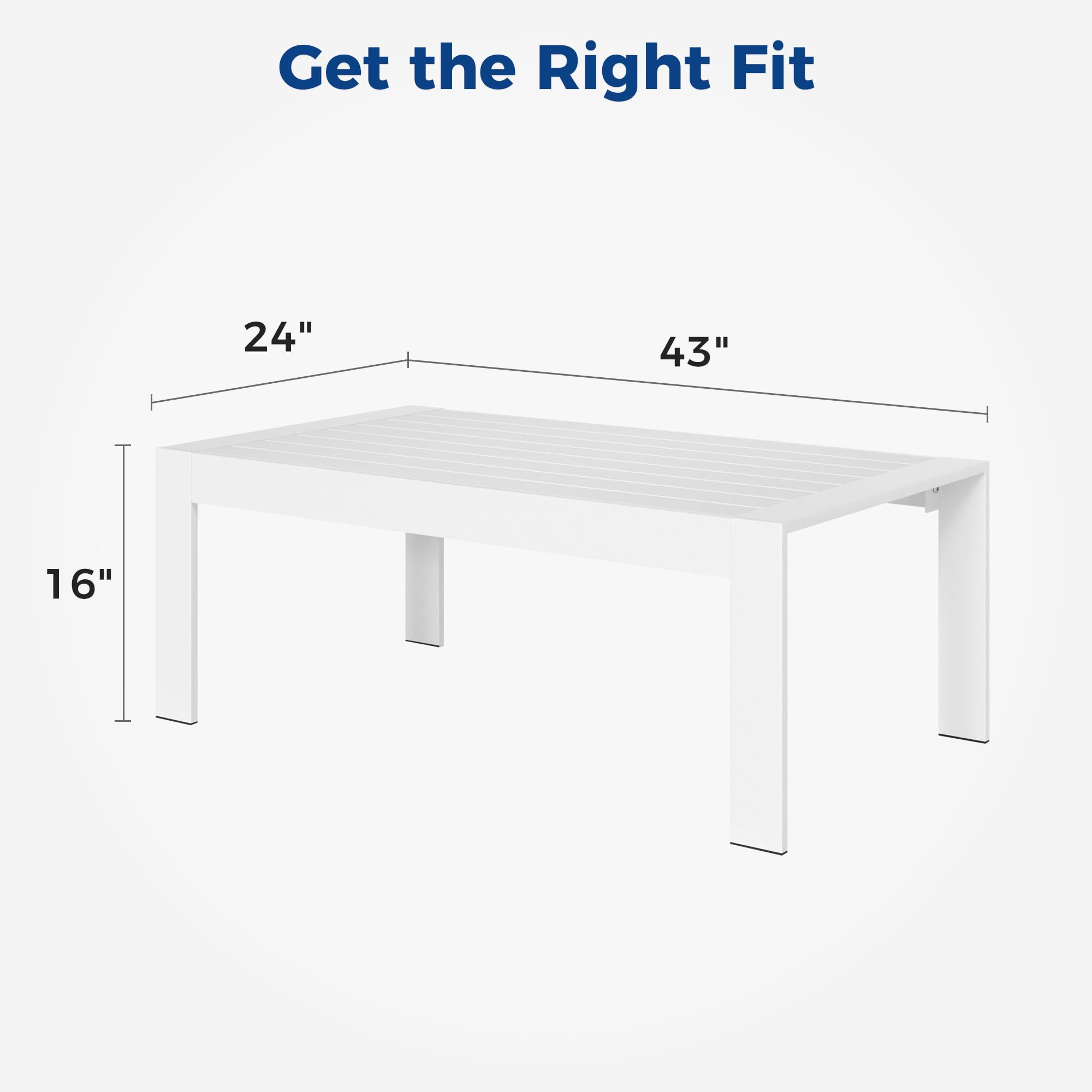 Wisteria Lane White Aluminum Outdoor Patio Coffee Table - All-Weather Metal Rectangle Coffee Table for Balcony, Garden & Backyard - Perfect for Outdoor Entertaining & Relaxation