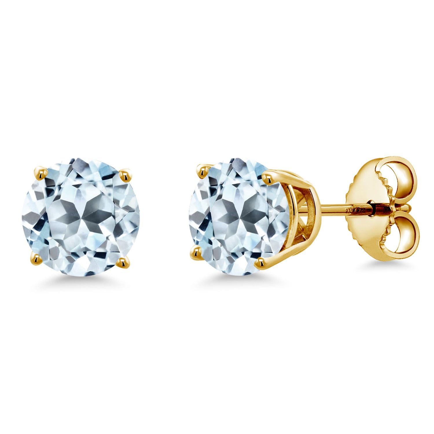 Gem Stone King 18K Yellow Gold Plated Sterling Silver 6MM Round Birthstone Stud Earrings for Women & Men | Zodiac Gifts, Anniversary Jewelry, Everyday Luxury Earrings