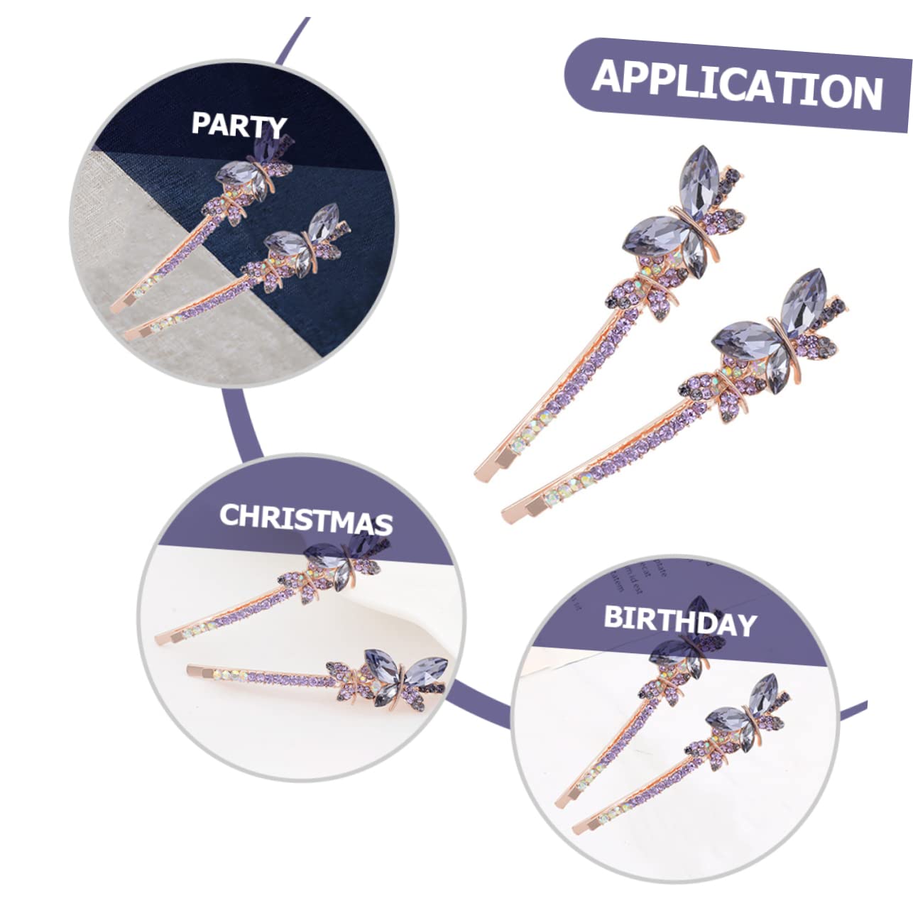 Minkissy 2 Pairs Acetate Butterfly Hair Clips for Women - Rhinestone Bow Barrettes Hair Accessories for Parties, Weddings & Everyday Elegance