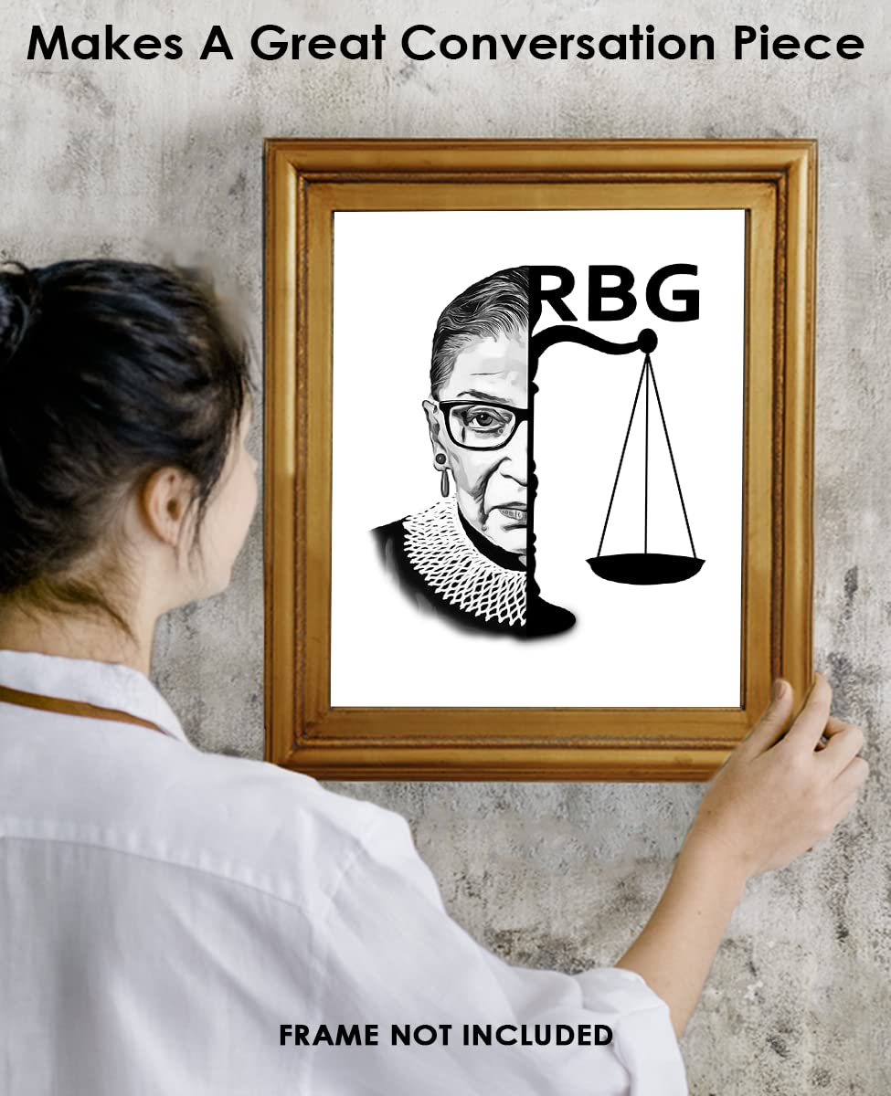 RBG Wall Art - 8x10 Inspirational Ruth Bader Ginsburg Poster, Motivational Quotes & Positive Affirmations Decor for Office, Bedroom, Living Room - Perfect Gift for Women & Men Lawyers, Feminists & Activists