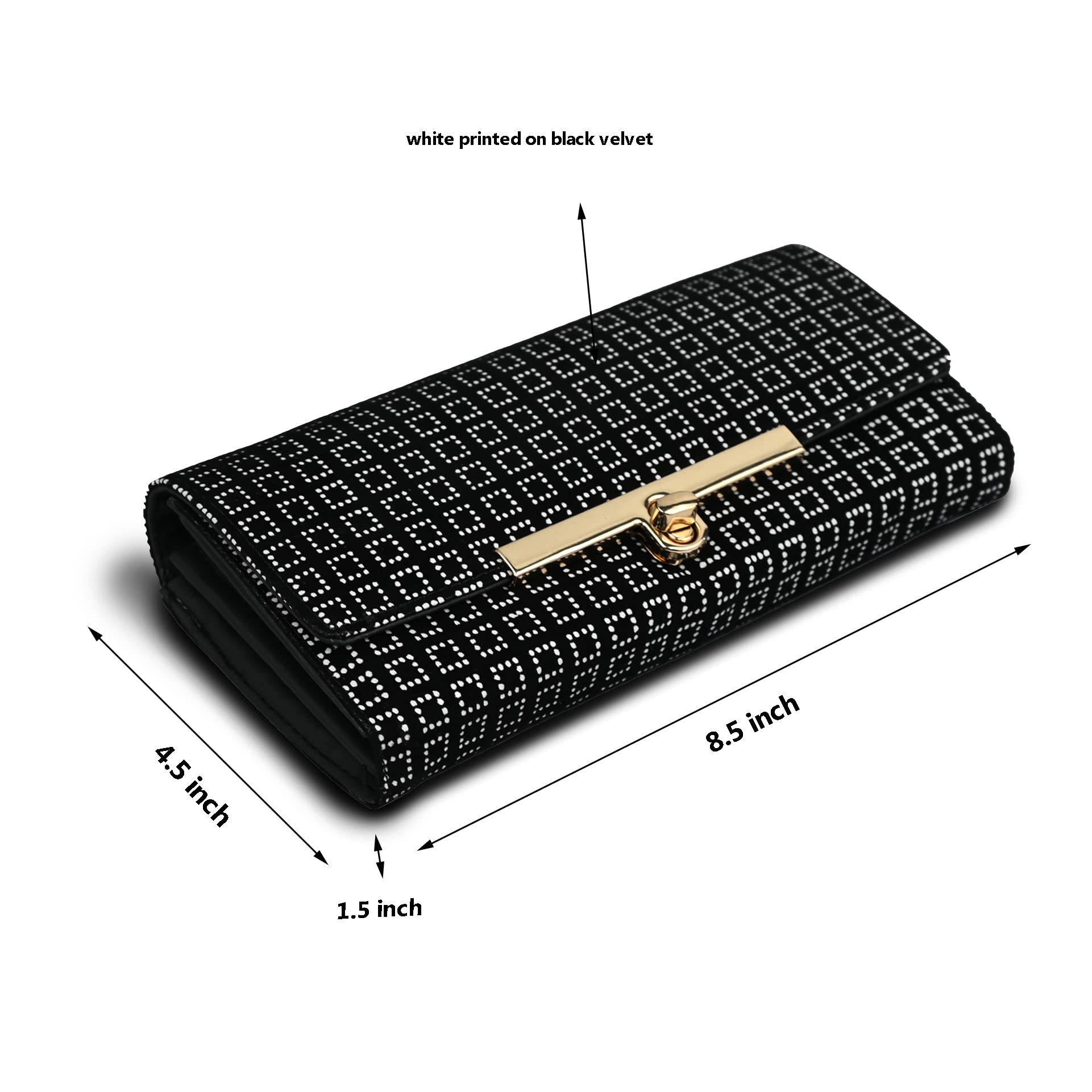 ALSU Women's Black Leather Hand Clutch Wallet Purse - Slim RFID Blocking Evening Bag for Parties, Weddings & Date Nights (LDU-012BW)