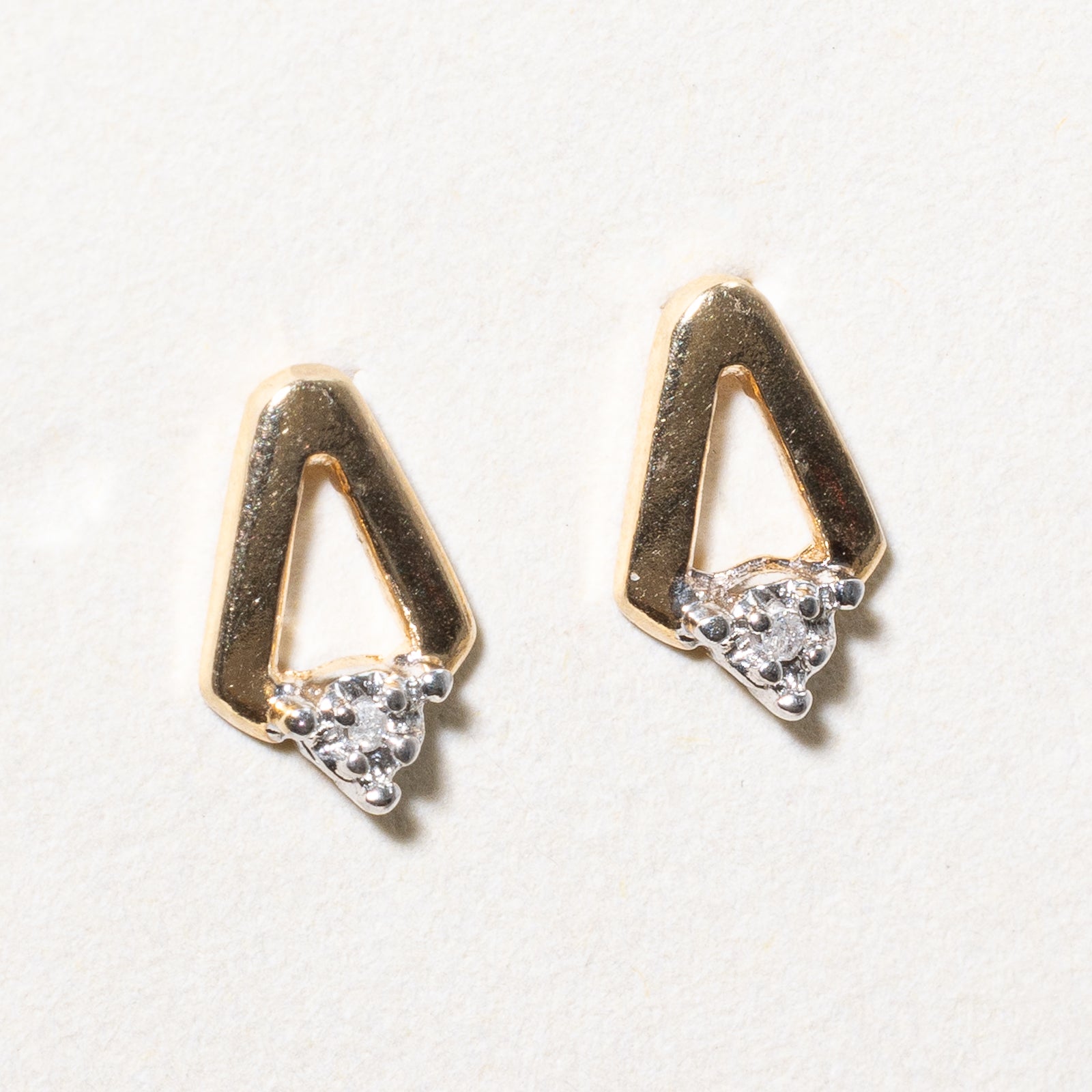10K Gold Illusion Set Diamond Geometric Stud Earrings | 0.01ctw | Perfect for Everyday Wear, Gift Giving & Special Occasions