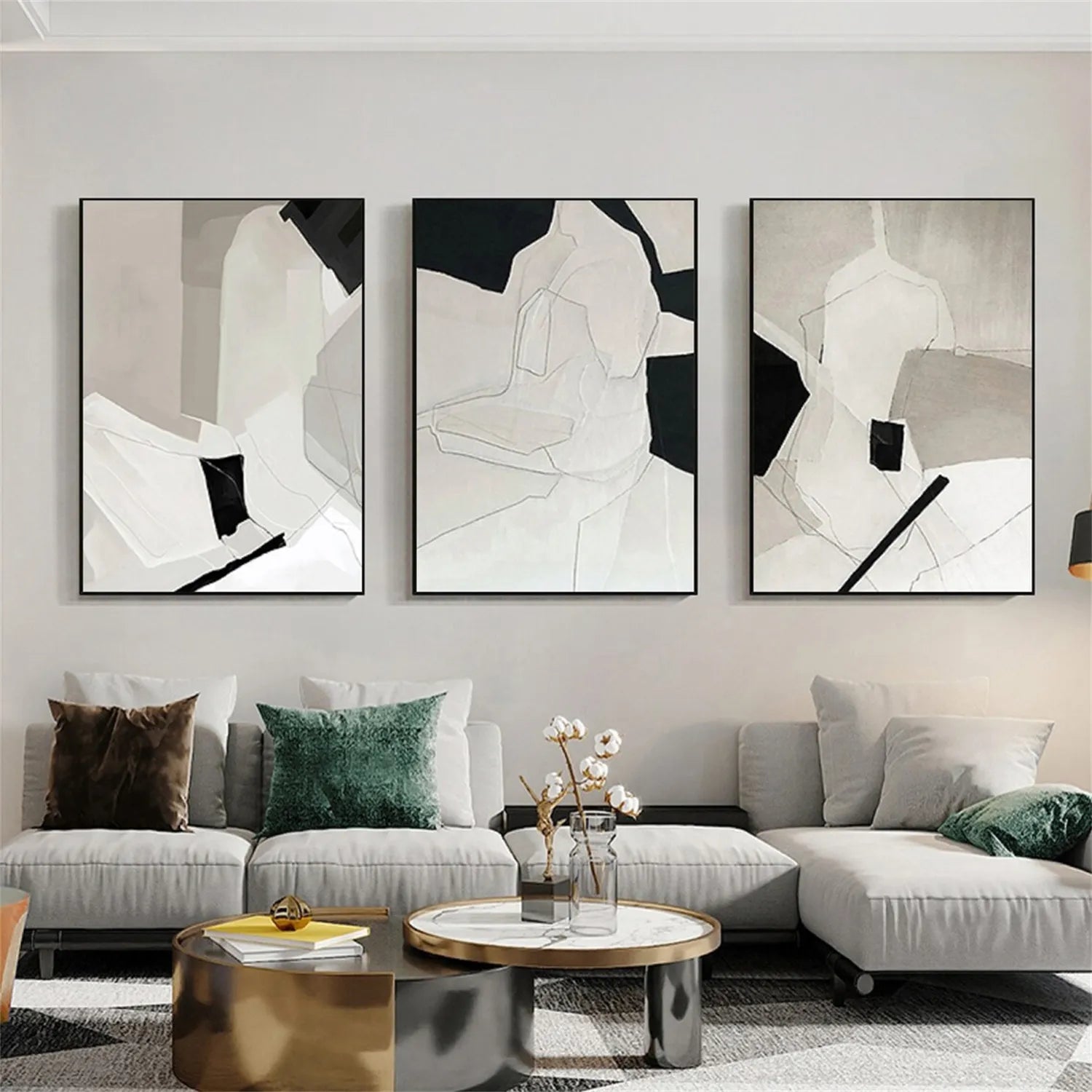 Abstract Tranquility Set of 3 Wall Art Paintings - Modern Minimalist Canvas Prints for Living Room, Bedroom & Office Decor #WS176