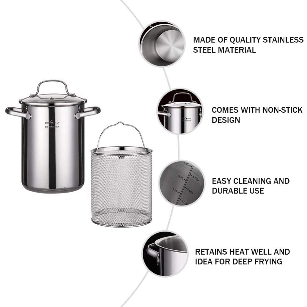 Premium Cabilock Stainless Steel Deep Fryer Pot Set - Japanese Style Tempura Fry Pan for Home Kitchen, Portable & Durable Frying Tool - Perfect for Cooking Tempura, Chicken Wings, and More