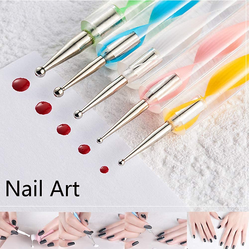 17pcs Complete Dot Mandala Nail Art Kit - Dotting & Marbleizing Tool Pen, Acrylic Twist Sticks, Wax Pencil for Nail Decoration, Stamping, Manicure & Cake Decorating DIY Supplies - Perfect for Salon, Home Use & Gift Giving