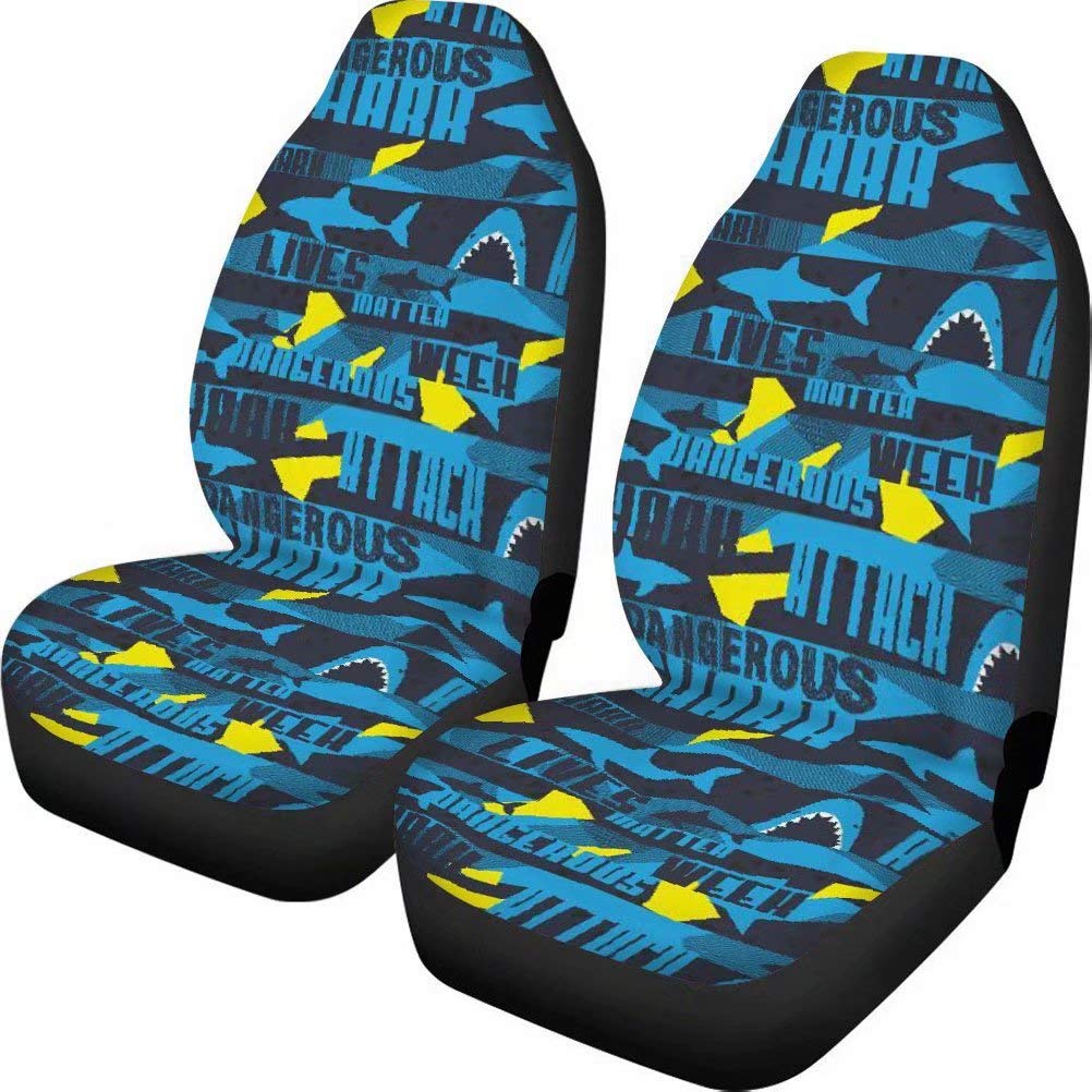 Dellukee Blue Shark Print Car Seat Cover for Girls - Universal Front Seat Protector Blanket, Durable & Stylish, Perfect for Road Trips and Daily Commutes
