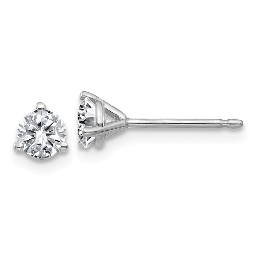 14K White Gold 4.0mm Round Moissanite Stud Earrings - 0.46 Carat, 3-Prong Martini Setting for Women - Perfect for Everyday Wear, Weddings & Special Occasions