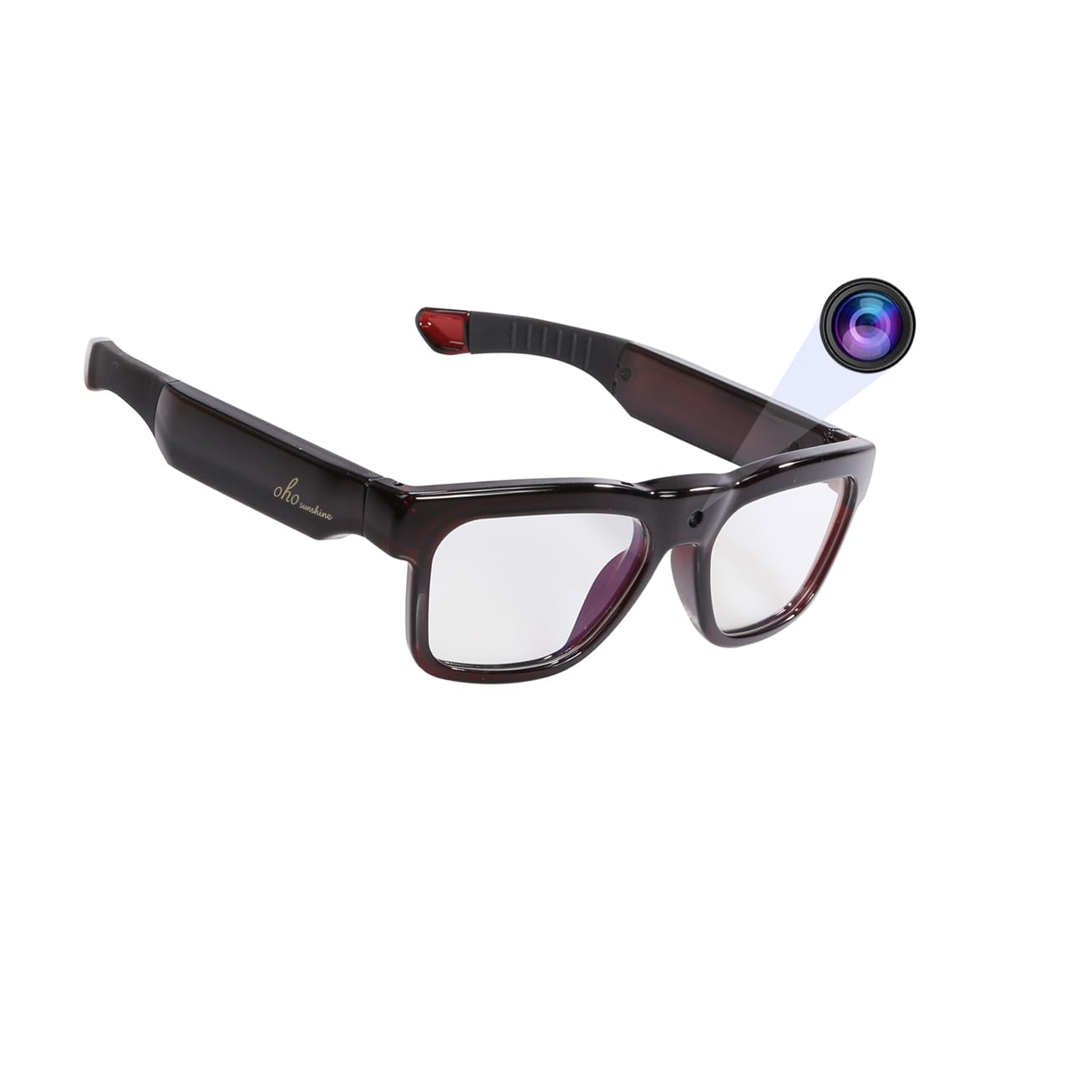 OhO Sunshine 128GB WiFi Camera Glasses - Ultra Full HD Video & Photo Streaming to App | Hands-Free Recording for Vlogging, Travel & Outdoor Adventures