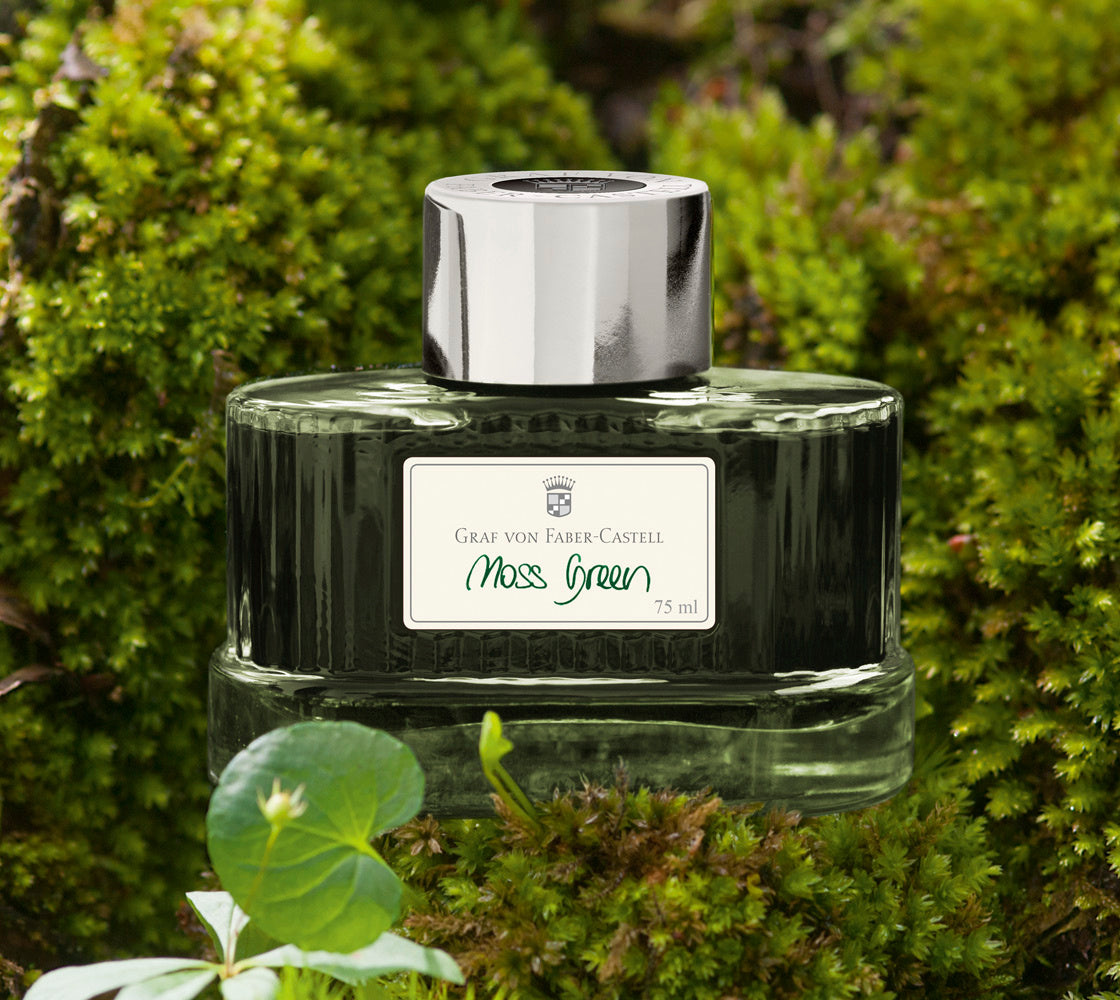 Graf von Faber Castell Moss Green Fountain Pen Ink - 75 mL Bottle for Calligraphy, Writing & Art Projects