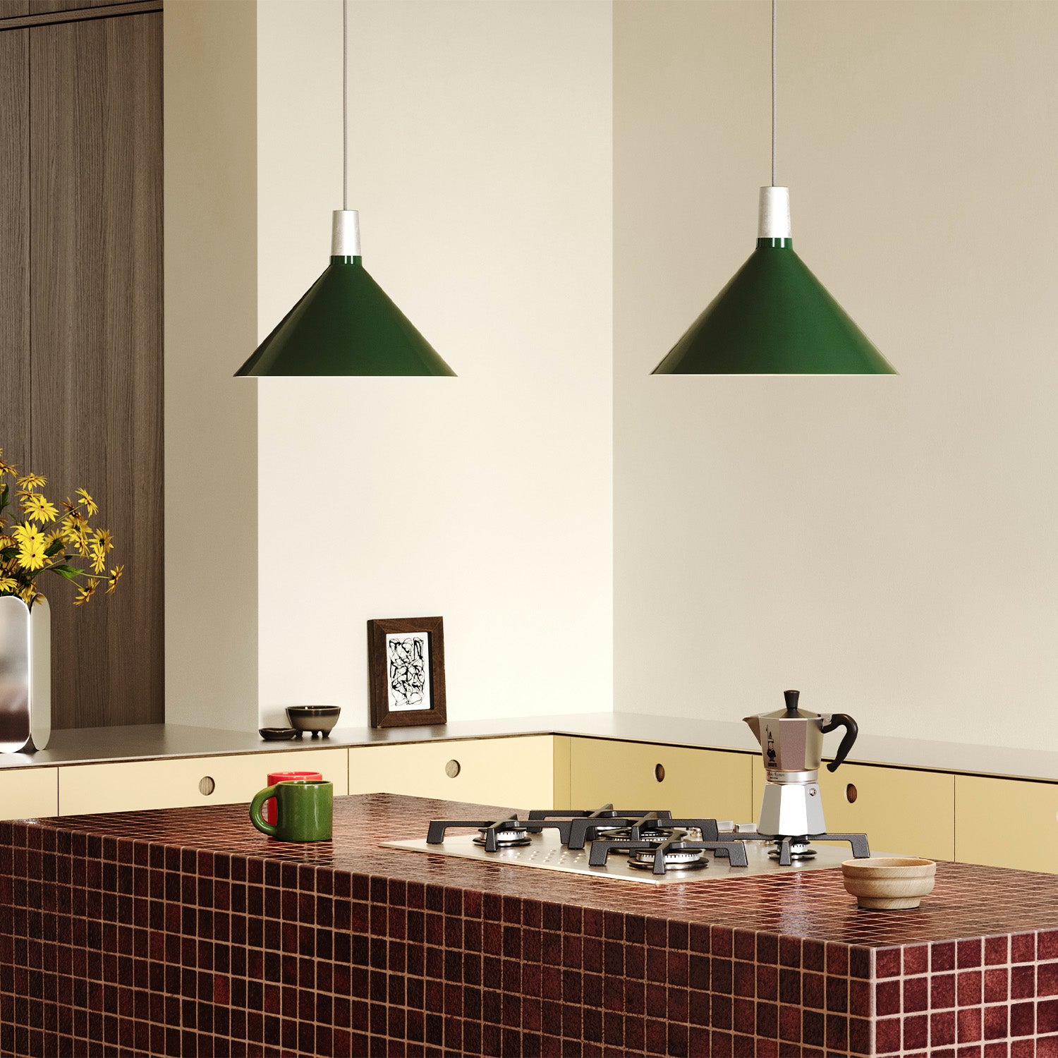 Bower Pendant Light Medium - Dark Green Modern Ceiling Fixture with Sphere IV Design | Perfect for Dining Room, Kitchen Island & Living Room Lighting