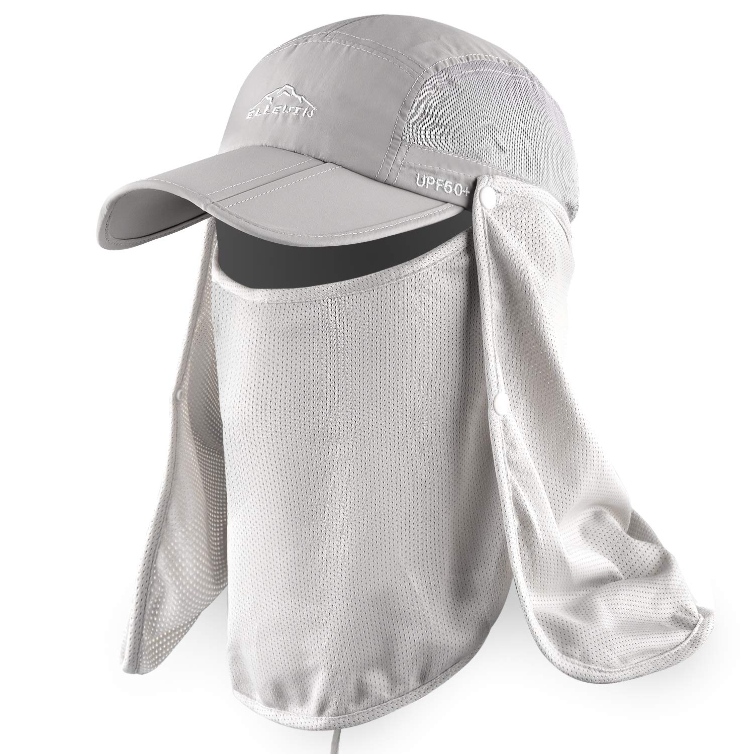 ELLEWIN UPF 50+ Sun Hat for Men & Women - Wide Brim Fishing Hat with Neck Flap & Face Cover - UV Protection Outdoor Hat for Hiking, Beach, Gardening, and Summer Activities