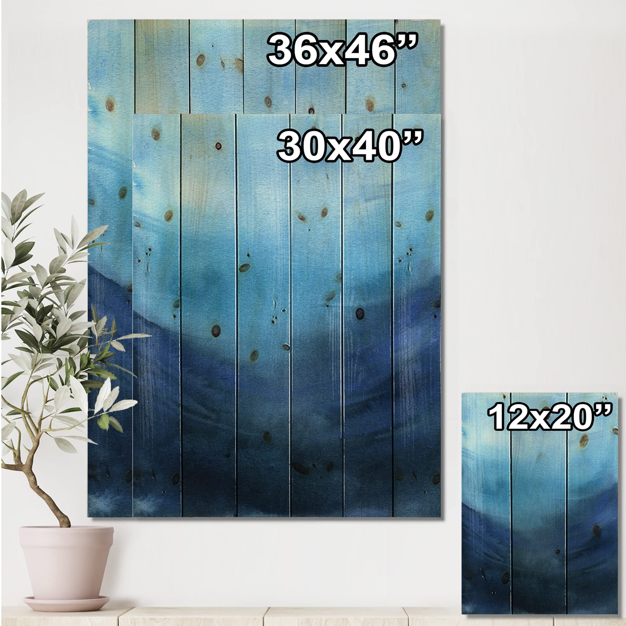 Blue Abstract Nautical Wood Wall Art - Large Coastal Wood Wall Decor Printed on Natural Pine - Perfect for Beach House, Living Room, or Office Decor