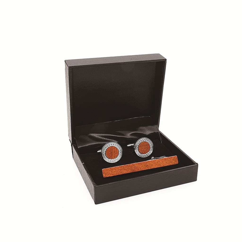 Handcrafted Wooden Cufflinks Set for Men - Elegant Wedding Gift with Tie Clip & Gift Box (Color A) - Perfect for Formal Occasions, Business Meetings & Special Events