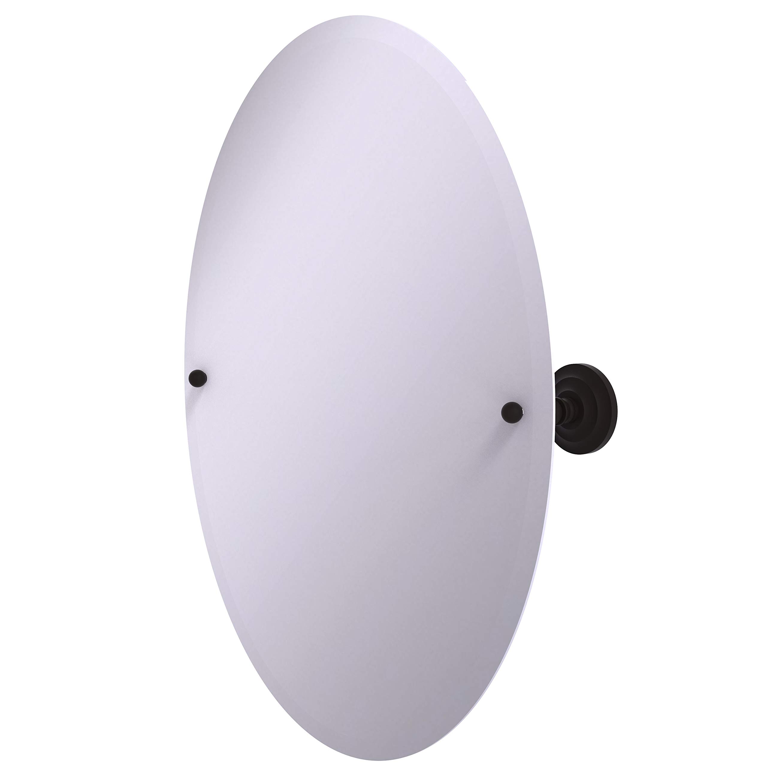Allied Brass PQN-91 Frameless Oval Tilt Beveled Edge Wall Mirror in Oil Rubbed Bronze - Perfect for Bathroom Vanity, Bedroom Decor & Entryway Elegance