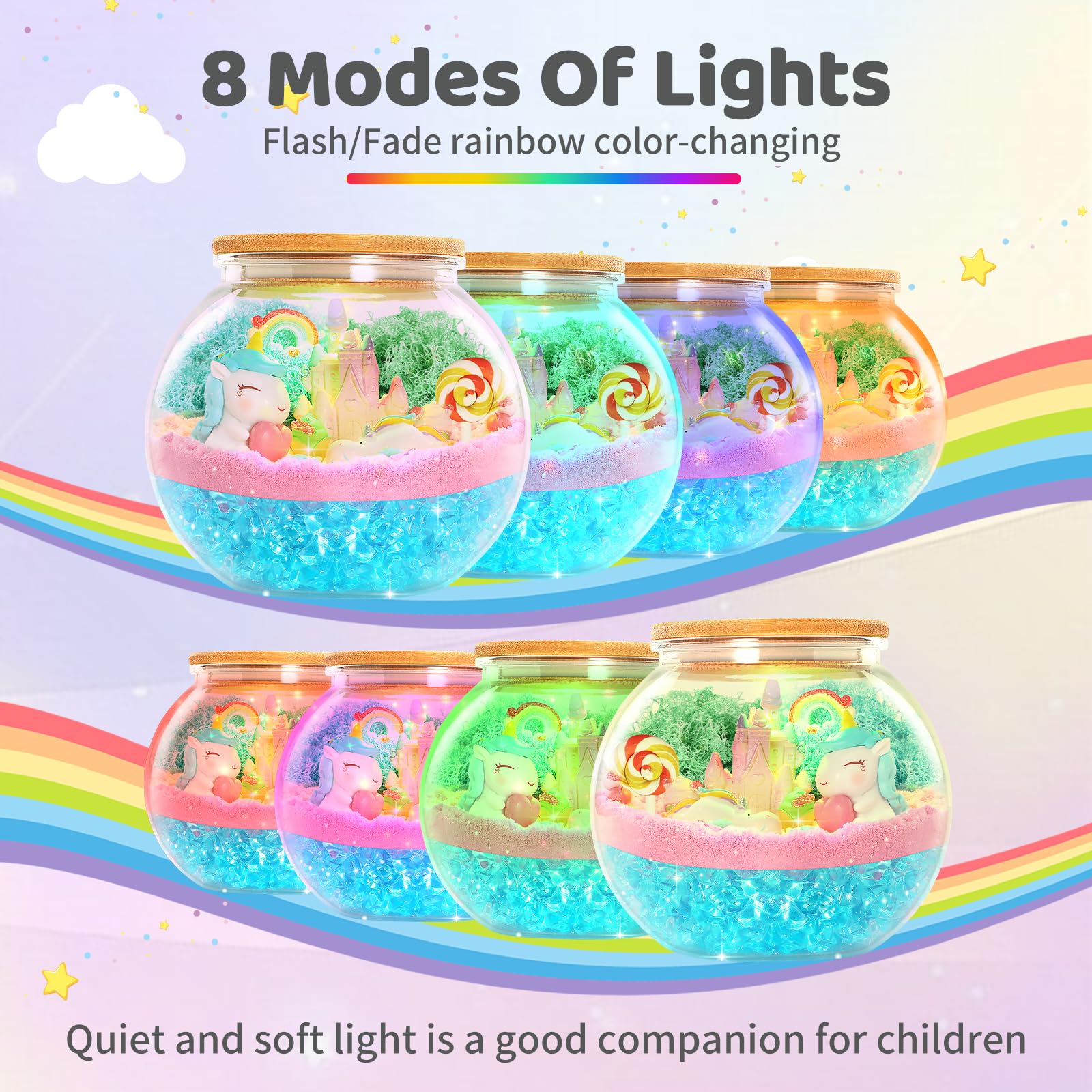 Glowing Terrarium Kit for Kids - DIY Light Up Plant Garden with LED Lights, Science STEM Educational Toys for Girls & Boys Ages 5-8 - Perfect Birthday Gift for Indoor Gardening & Nature Exploration Activities