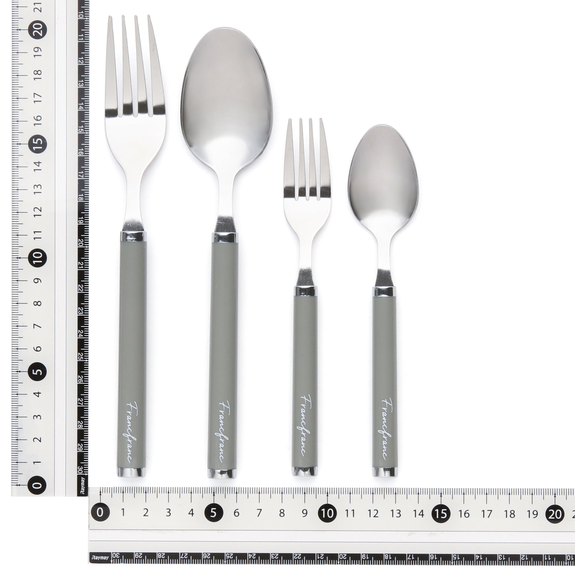 8-Piece Stainless Steel Cutlery Set with Logo - Gray Silverware for Dining, Kitchen & Restaurant Use