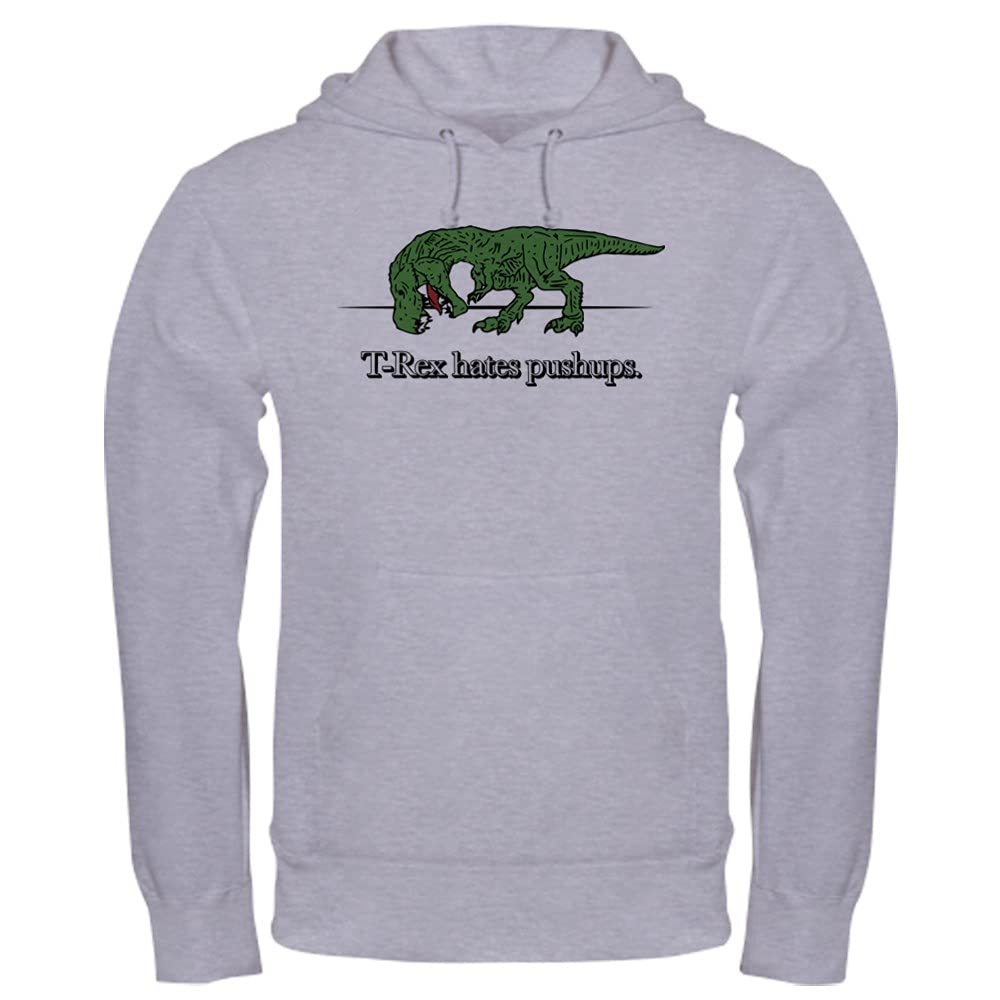 Funny T-Rex Hates Pushups Hooded Sweatshirt - Dinosaur Graphic Pullover for Men & Women - Perfect for Gym, Workout & Casual Wear