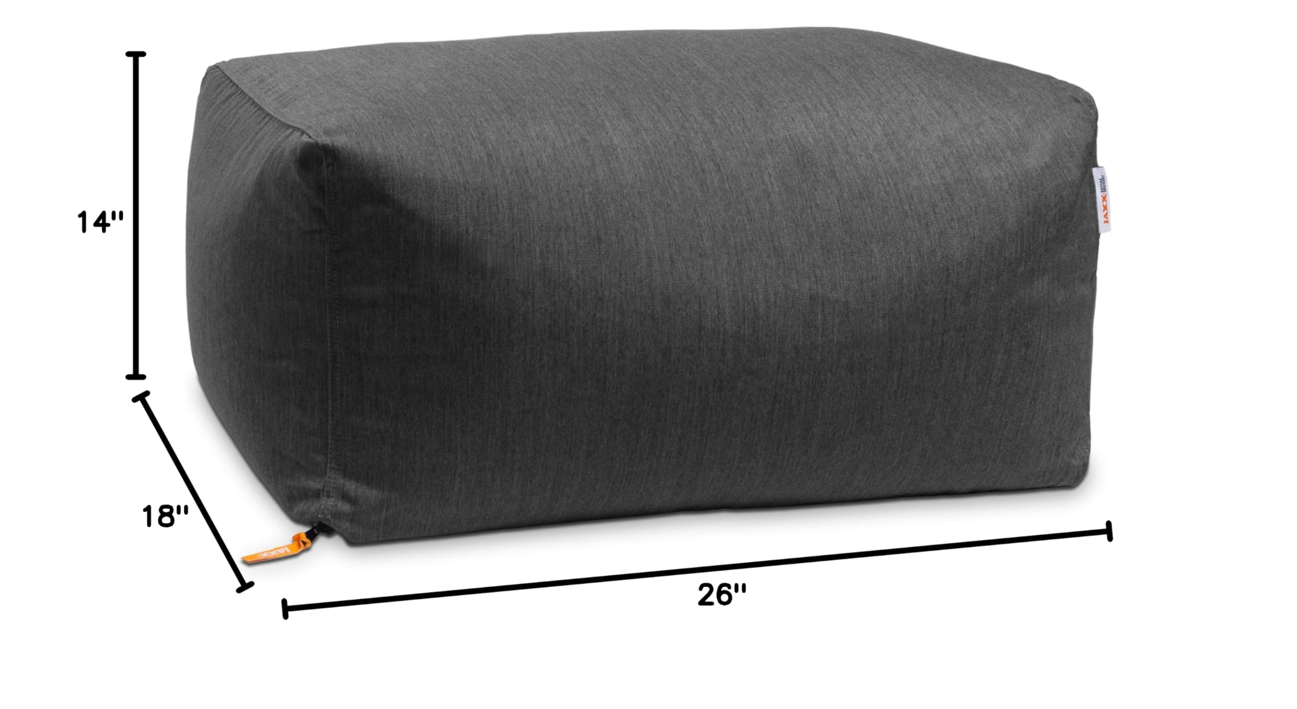 Jaxx Leon Outdoor Bean Bag Ottoman - Waterproof, Durable Slate Gray - Perfect for Patio, Poolside, and Backyard Relaxation