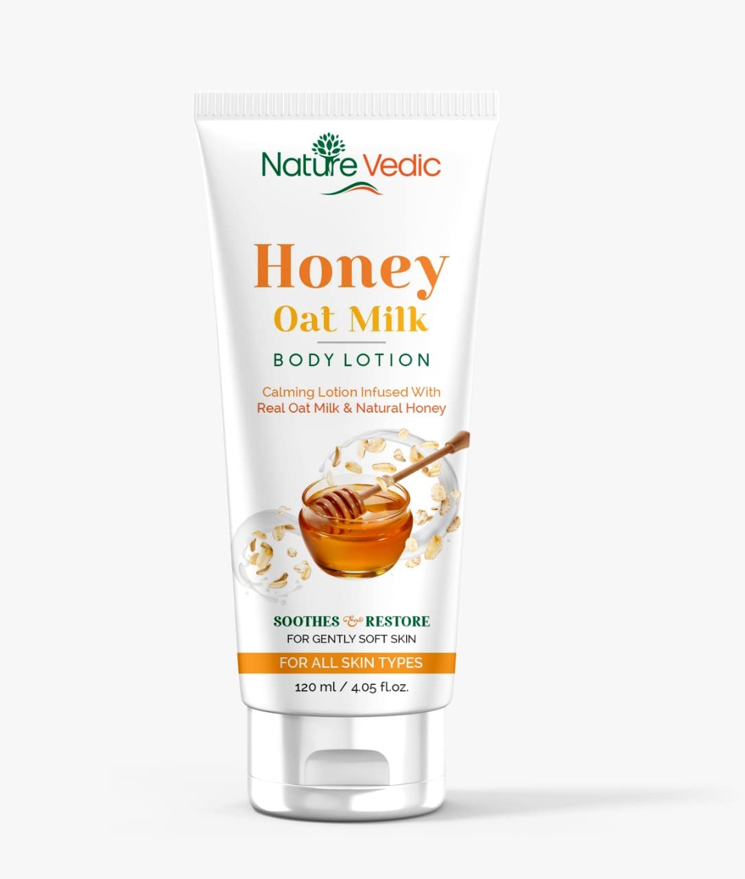 Nature Vedic Honey Oat Milk Body Lotion (2 Pack) - Organic Moisturizing Cream for Dry Skin - Perfect for Daily Hydration & Nighttime Skincare Routine
