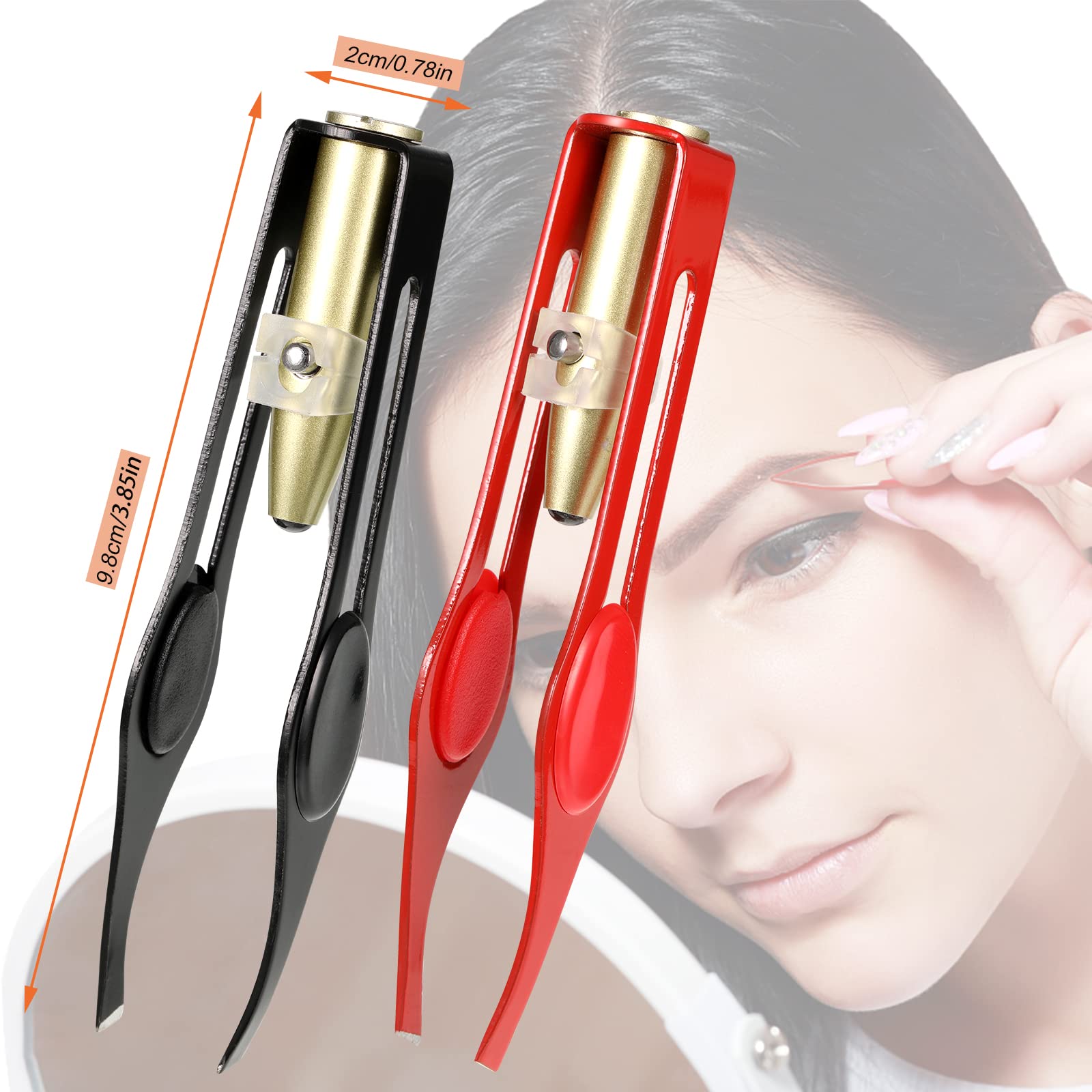 2 Pack LED Lighted Tweezers - Stainless Steel Eyebrow Tweezers for Hair Removal, Makeup & Precision Grooming (Black & Red) - Perfect for Eyebrow Shaping, Facial Hair Removal & DIY Beauty at Home