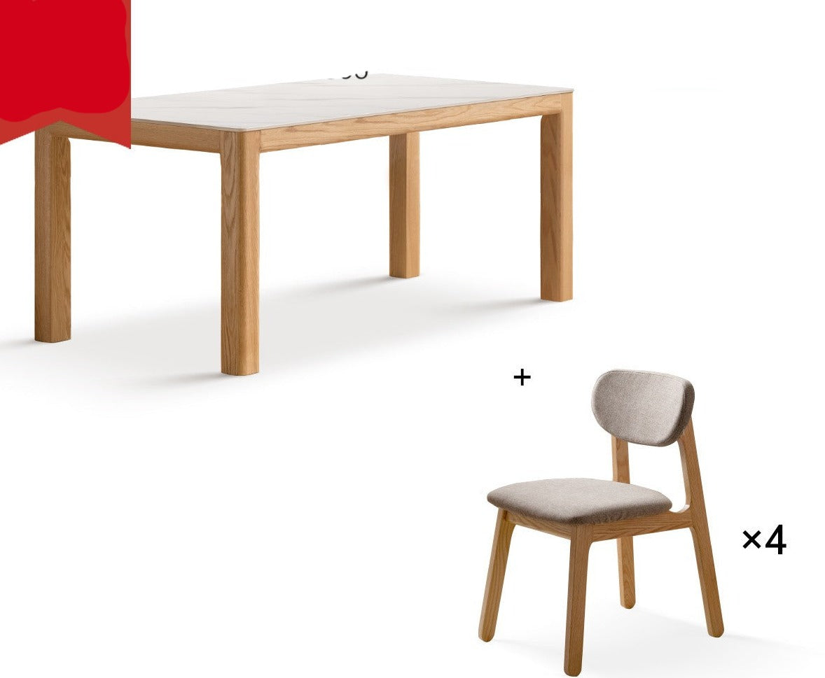 Solid Oak Wood Dining Table - Simple Modern Design for Kitchen, Dining Room & Small Spaces