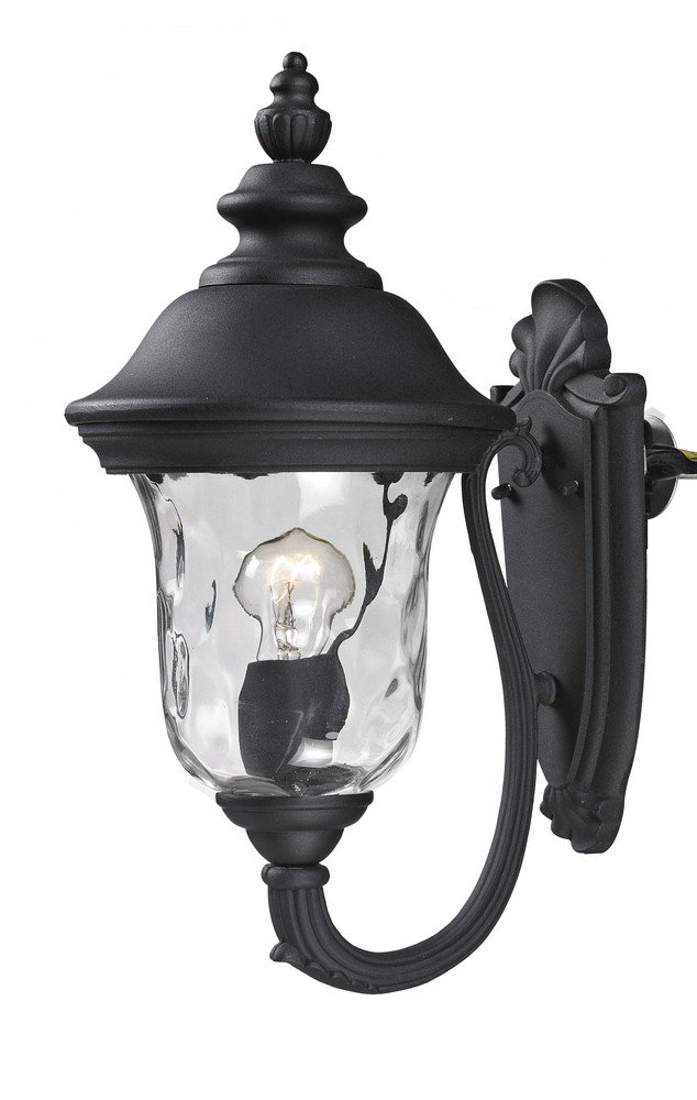 Z-Lite 533S-BK Armstrong Outdoor Wall Light - Black Aluminum Frame with Clear Water Glass Shade - Durable Weatherproof Exterior Lighting for Porch, Patio, Garden and Entryway