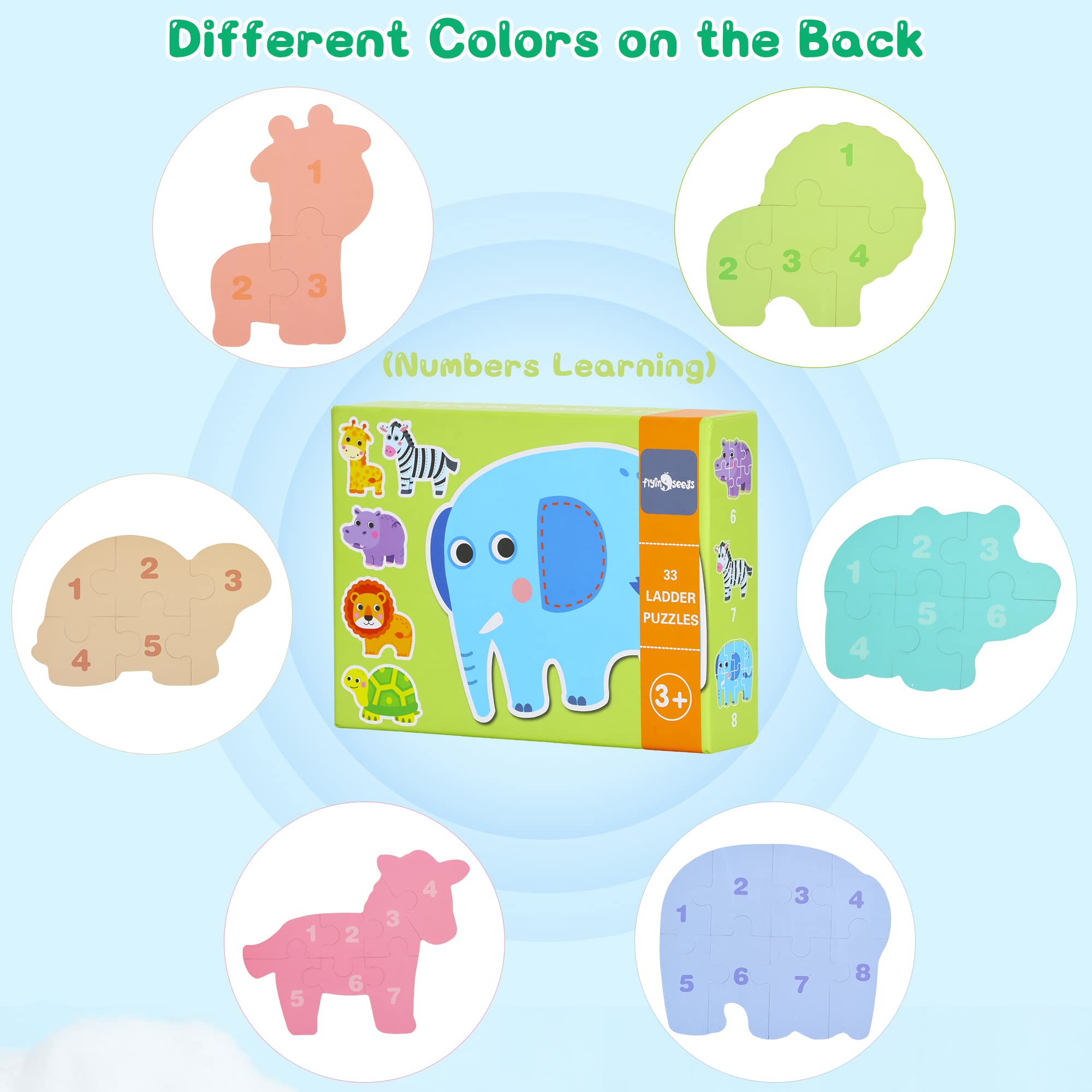 Safari Animal Wooden Puzzles for Toddlers 1-3 - Montessori Learning Toys for Kids 2-5 | Preschool Educational Activity
