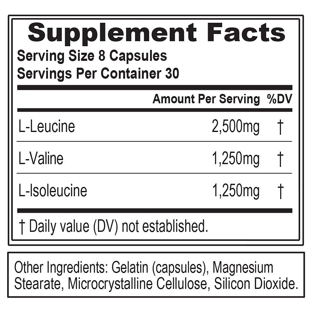 EVL BCAA5000 Branched Chain Amino Acids Supplement for Men - 2:1:1 Ratio 5g BCAA Capsules for Post Workout Recovery, Lean Muscle Growth & Energy Boost - 30 Servings (Ideal for Gym, Fitness Training & Bodybuilding)