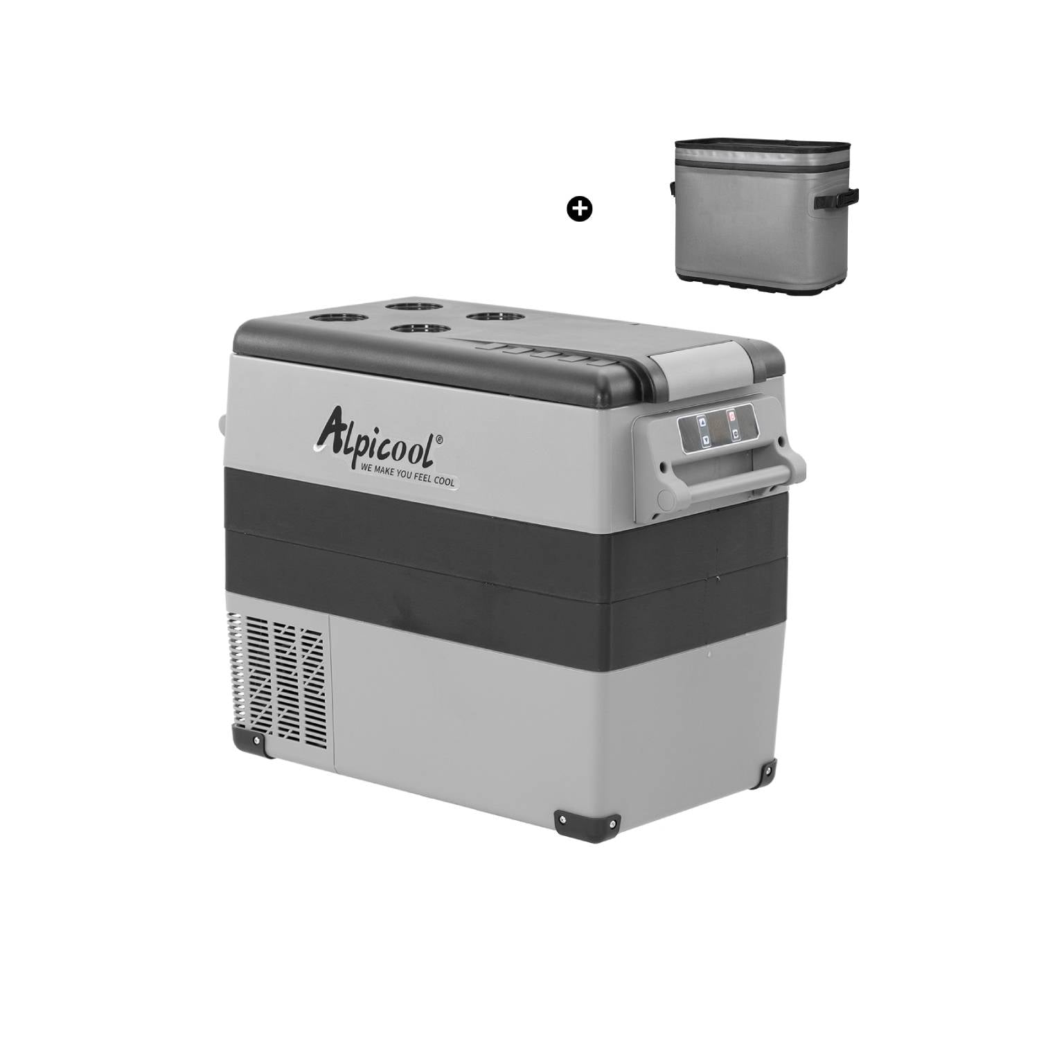 Alpicool CF55 12V Portable Car Refrigerator Freezer - 54 Quart Compact Fridge for Camping, RV, Truck, Travel & Outdoor Adventures - Includes SC12 Soft Cooler Bag for Extra Storage