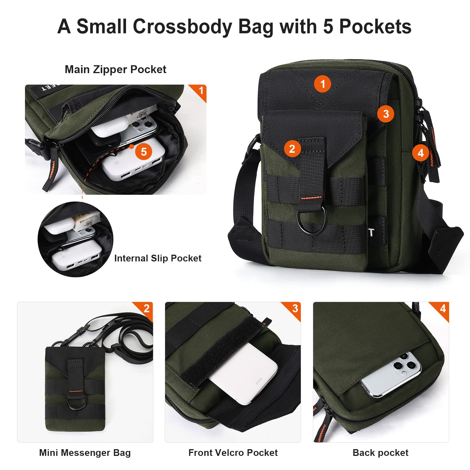 Stylish Small Crossbody Bag for Men - Compact Mini Messenger Shoulder Bag for Phone, Passport & Essentials - Perfect for Travel, Work & Everyday Use