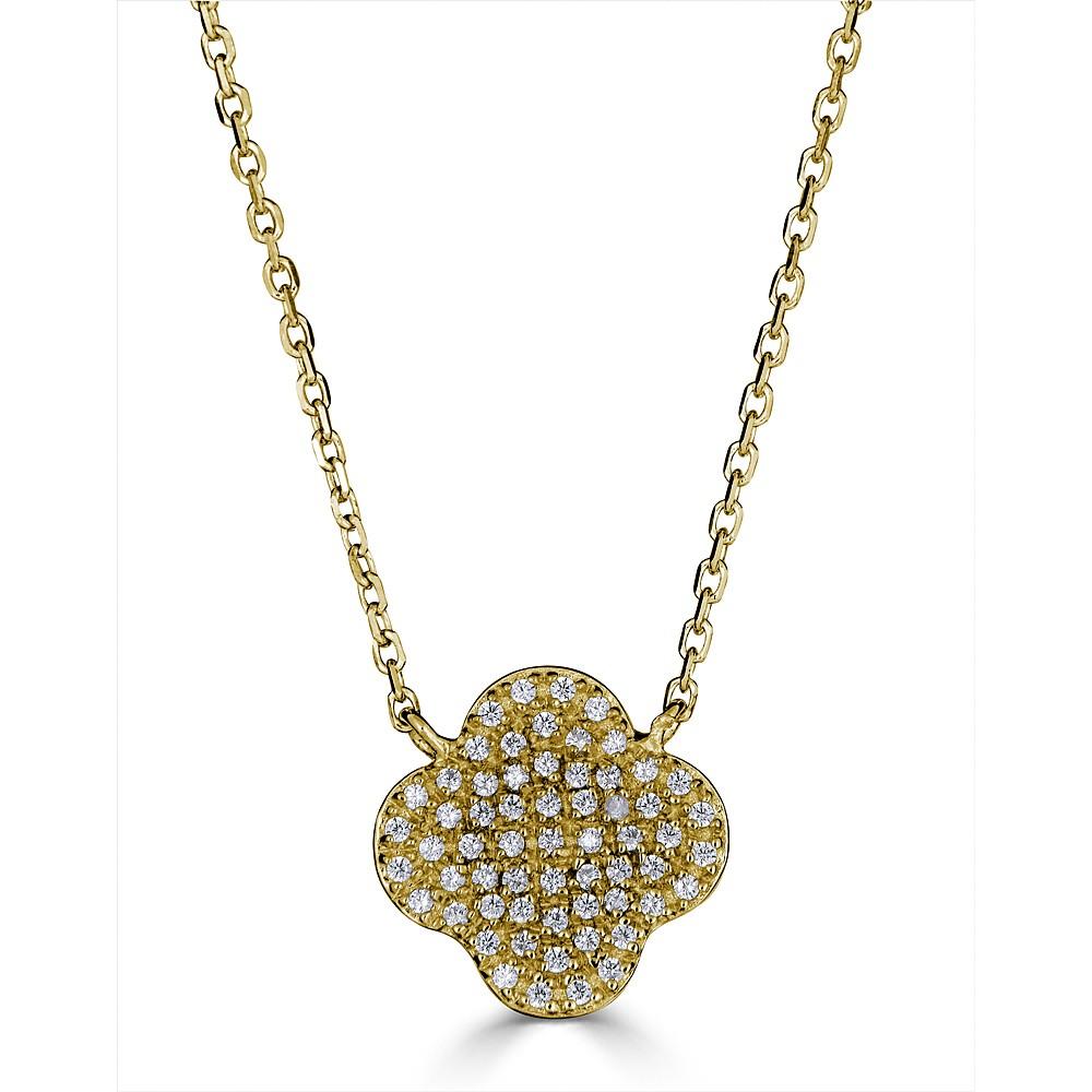 14K Gold 0.20 CTW Diamond Clover Pendant Necklace for Women - Elegant Four Leaf Clover Jewelry Gift for Birthday, Anniversary & Valentine's Day