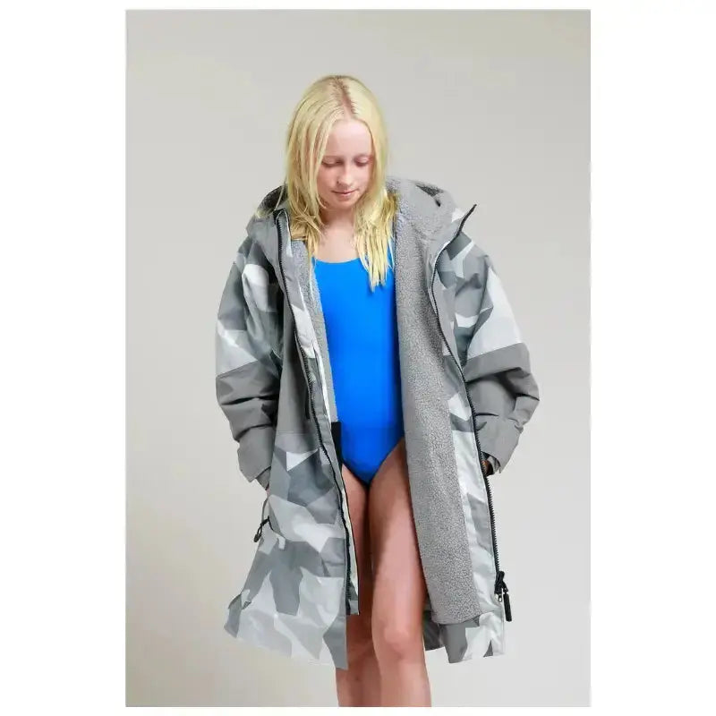 Kids Waterproof After Swim Robe - Camo Print Unisex Hard Shell Bathrobe for Pool, Beach & Outdoor Activities