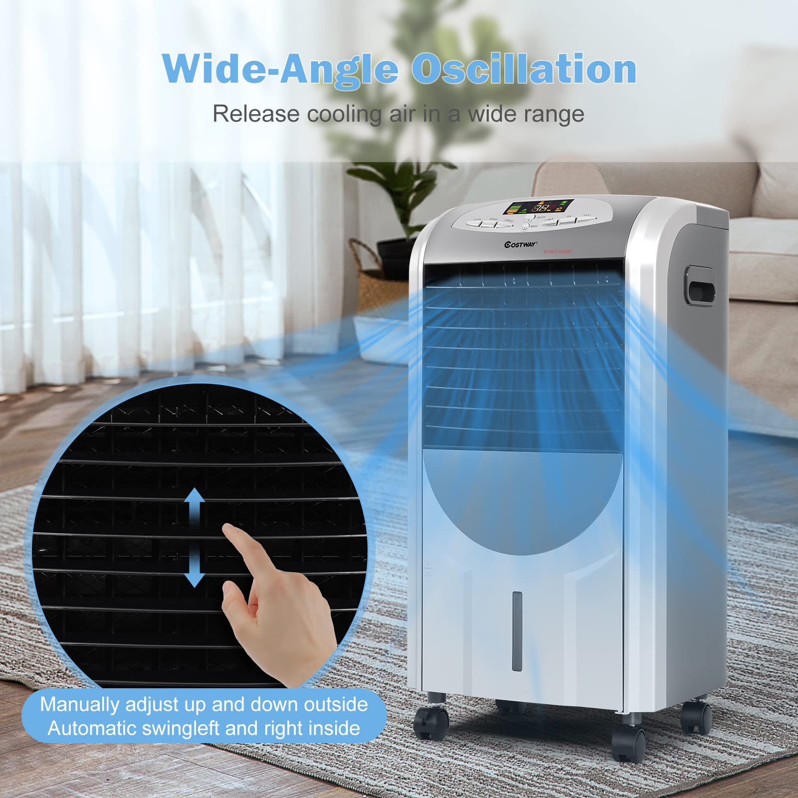 ARLIME 4-in-1 Evaporative Air Cooler with Heater & Humidifier - 3 Speed Settings, 4 Modes, 8H Timer, 1.85 Gallon Large Water Tank & 2 Ice Packs - Perfect for Bedroom, Living Room, Office & Garage - Stay Cool in Summer & Warm in Winter