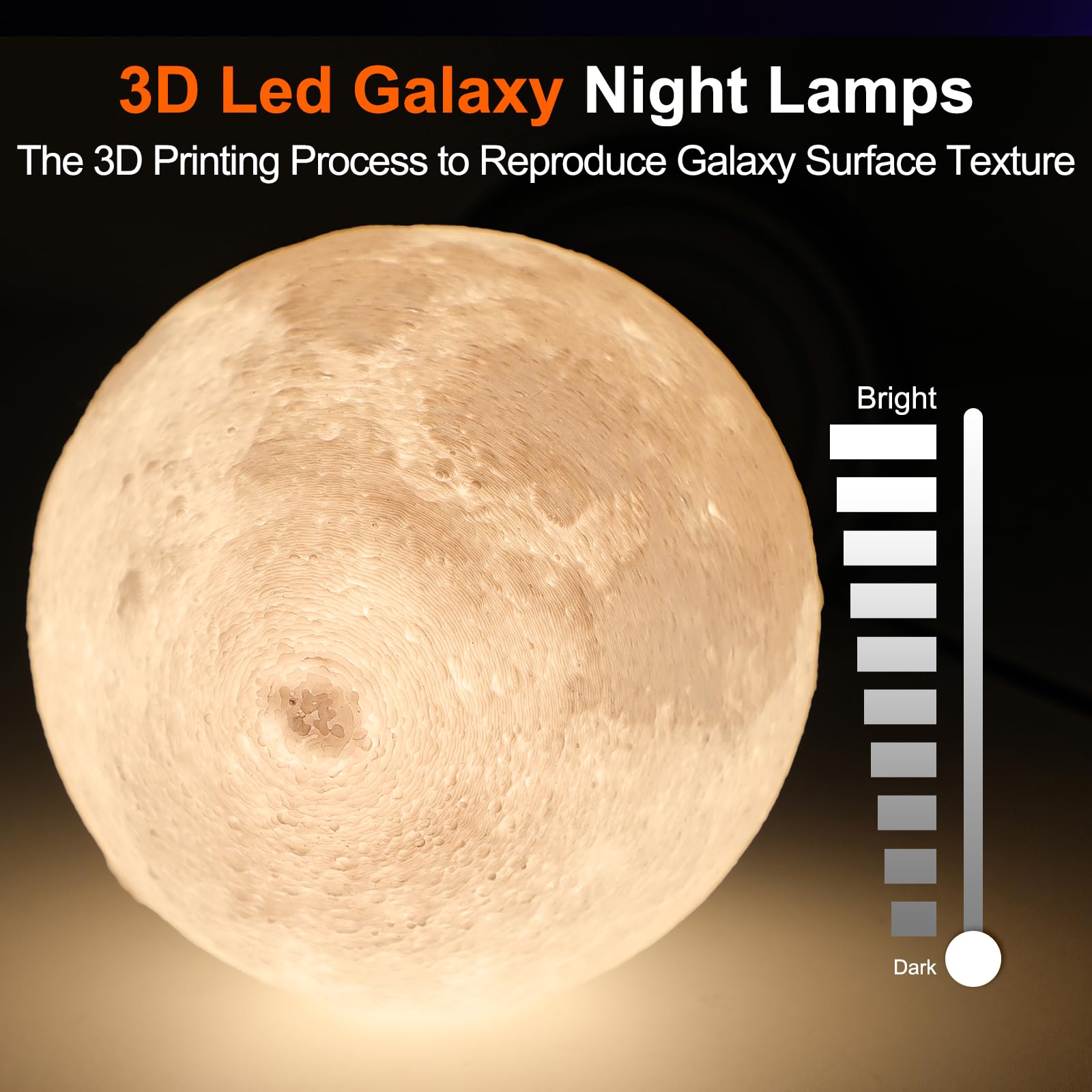 3D Printed Moon Lamp LED Night Light - Dimmable Bedside & Desk Lamp with 25 Lighting Modes, Realistic Moon Surface - Perfect for Kids Room, Nursery, Bedroom Decor, Birthday Gift for Girls & Boys